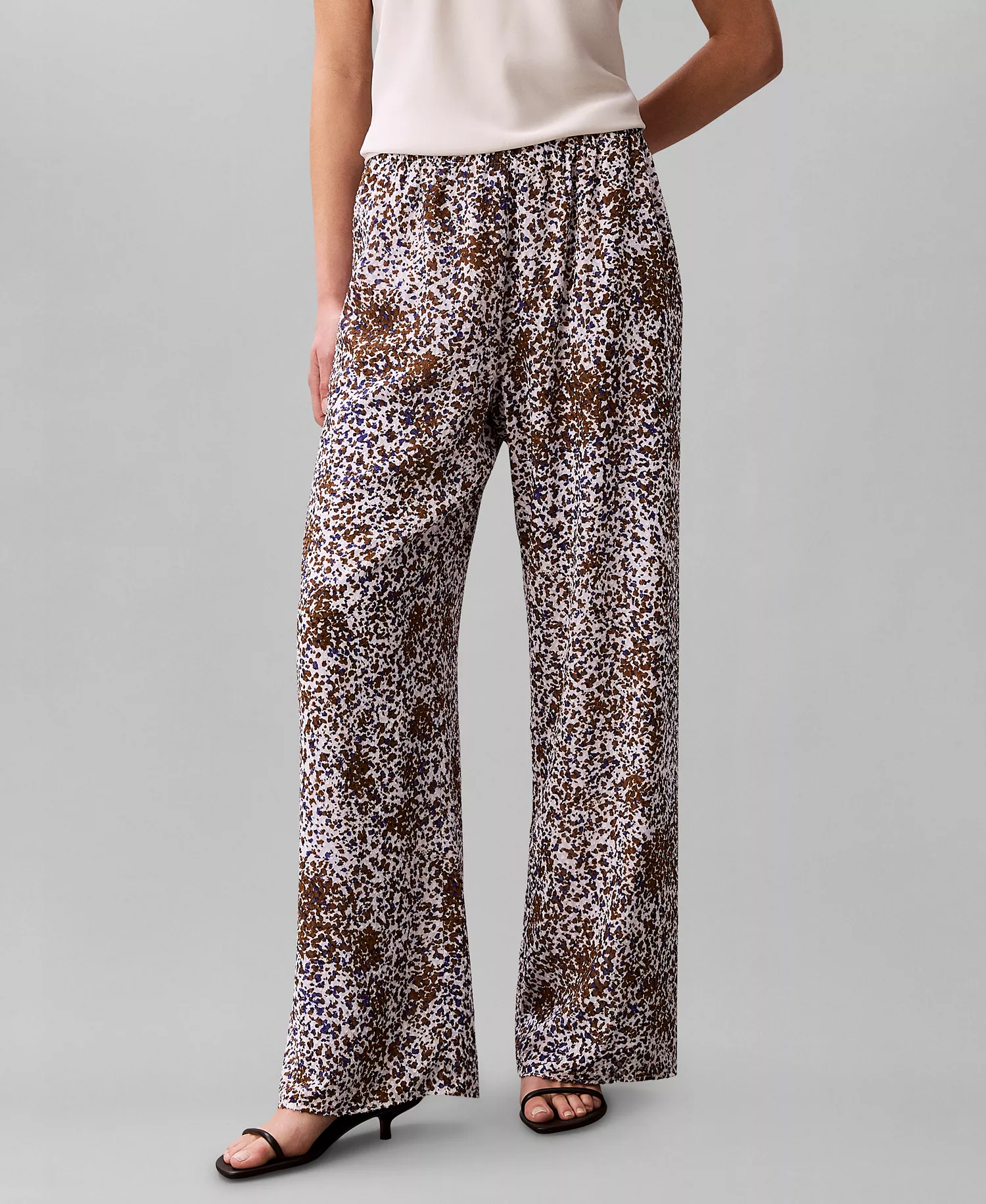 Women's Textured Print Pull-On Pants - Sepia Flecked Animal Print - L