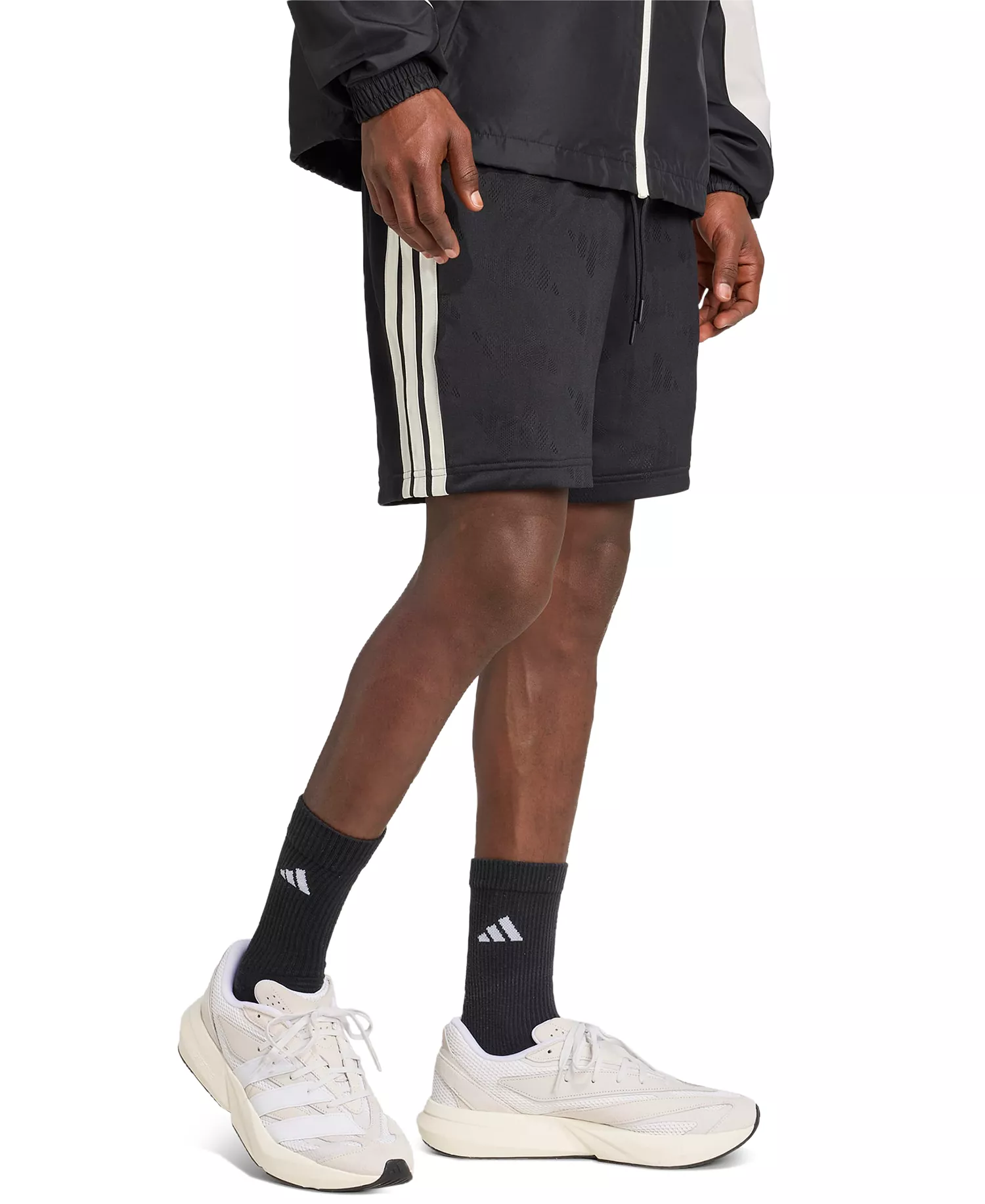 Men's Stadium 3-Stripes Jacquard Sportswear Drawstring Shorts - Black - 2XL