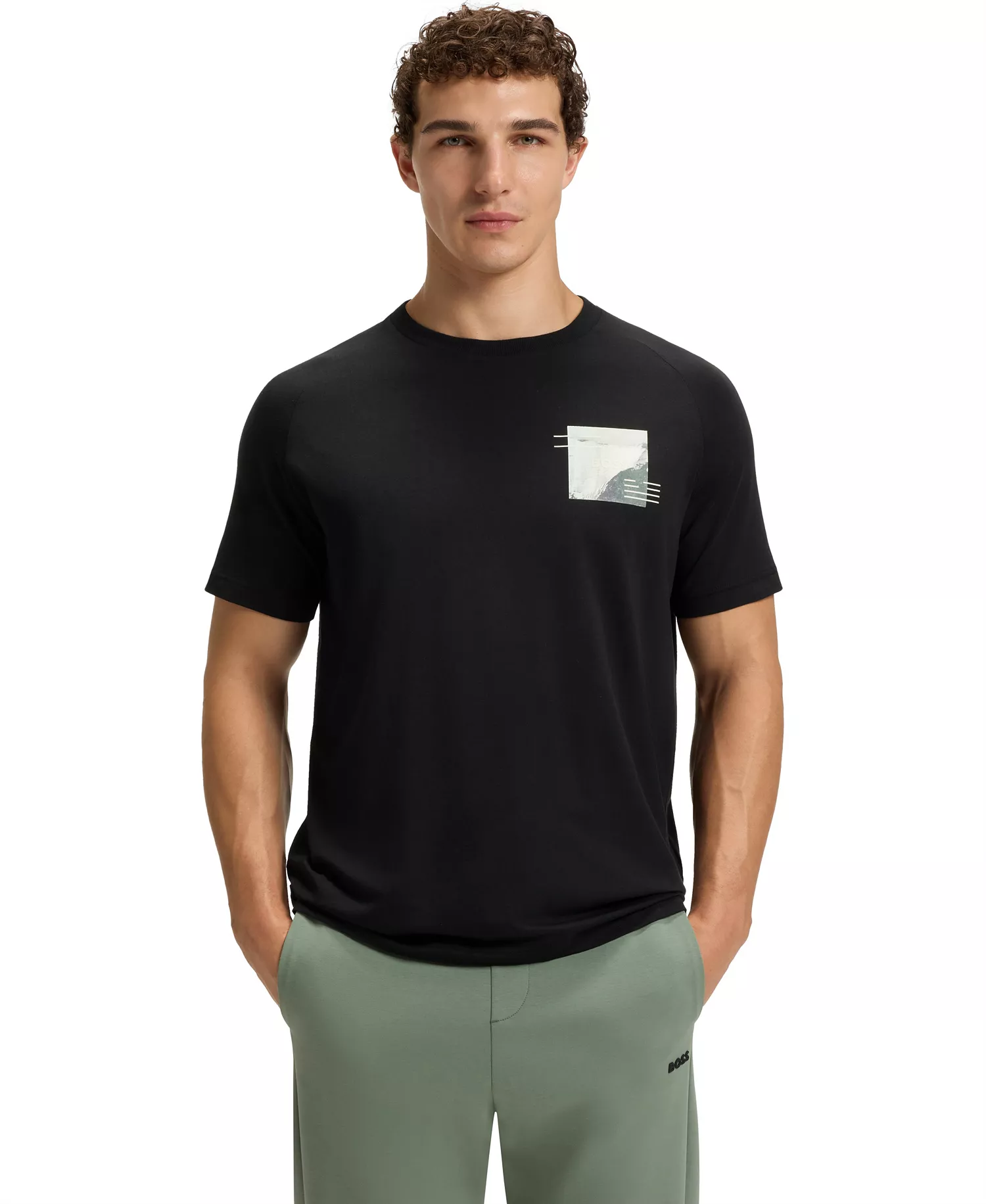 Men's Decorative Reflective Relaxed-Fit T-Shirt - Black - 2XL