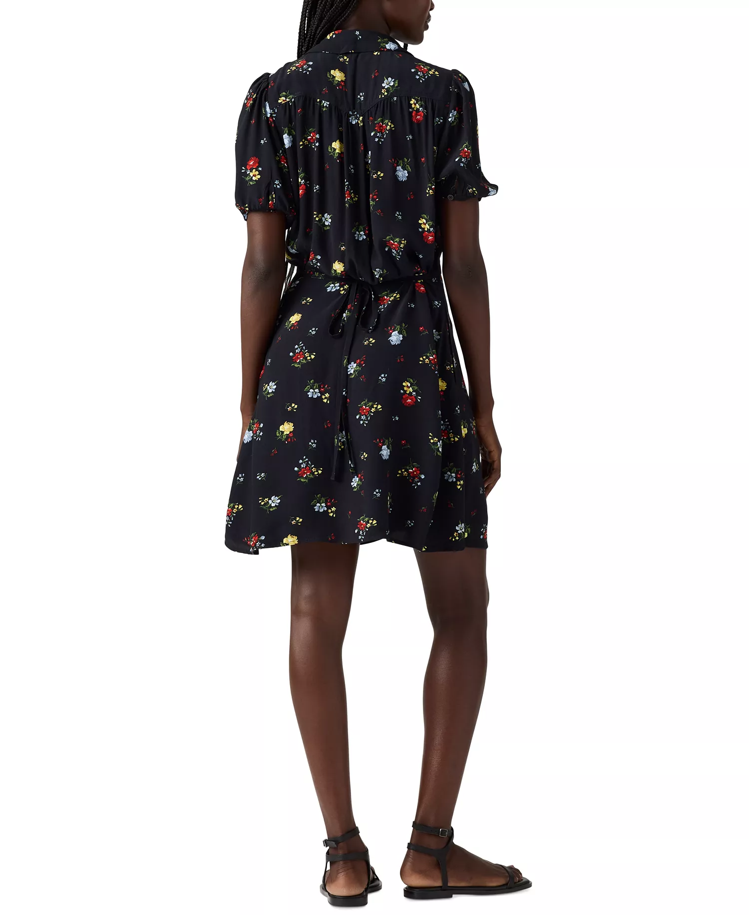 Women's Cotton Lea Button-Front Mini Dress - Deedee Floral Anthracite Night - S