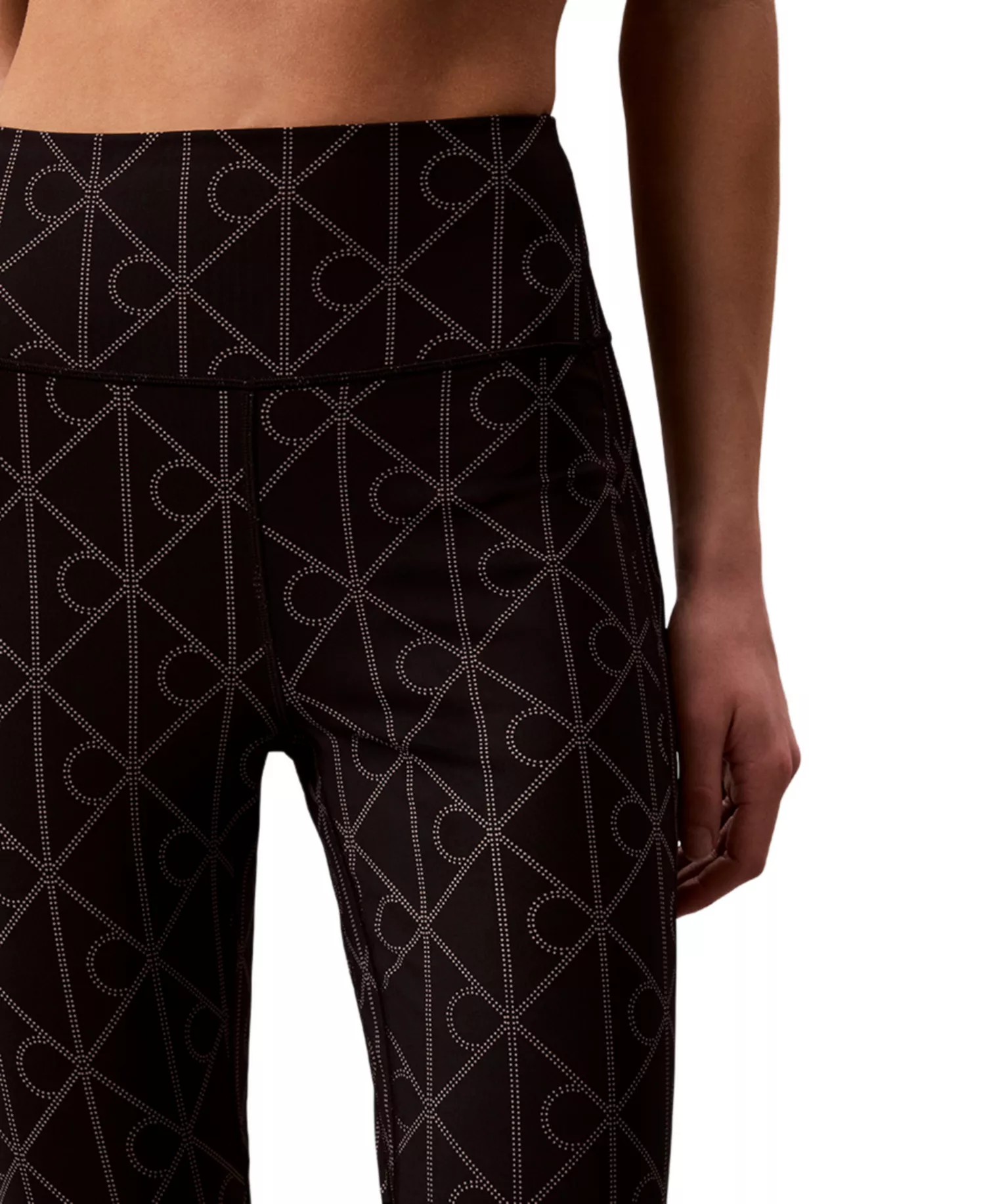 Women's Icon Sport Printed Leggings - Black Dotted Emblem - 2XL