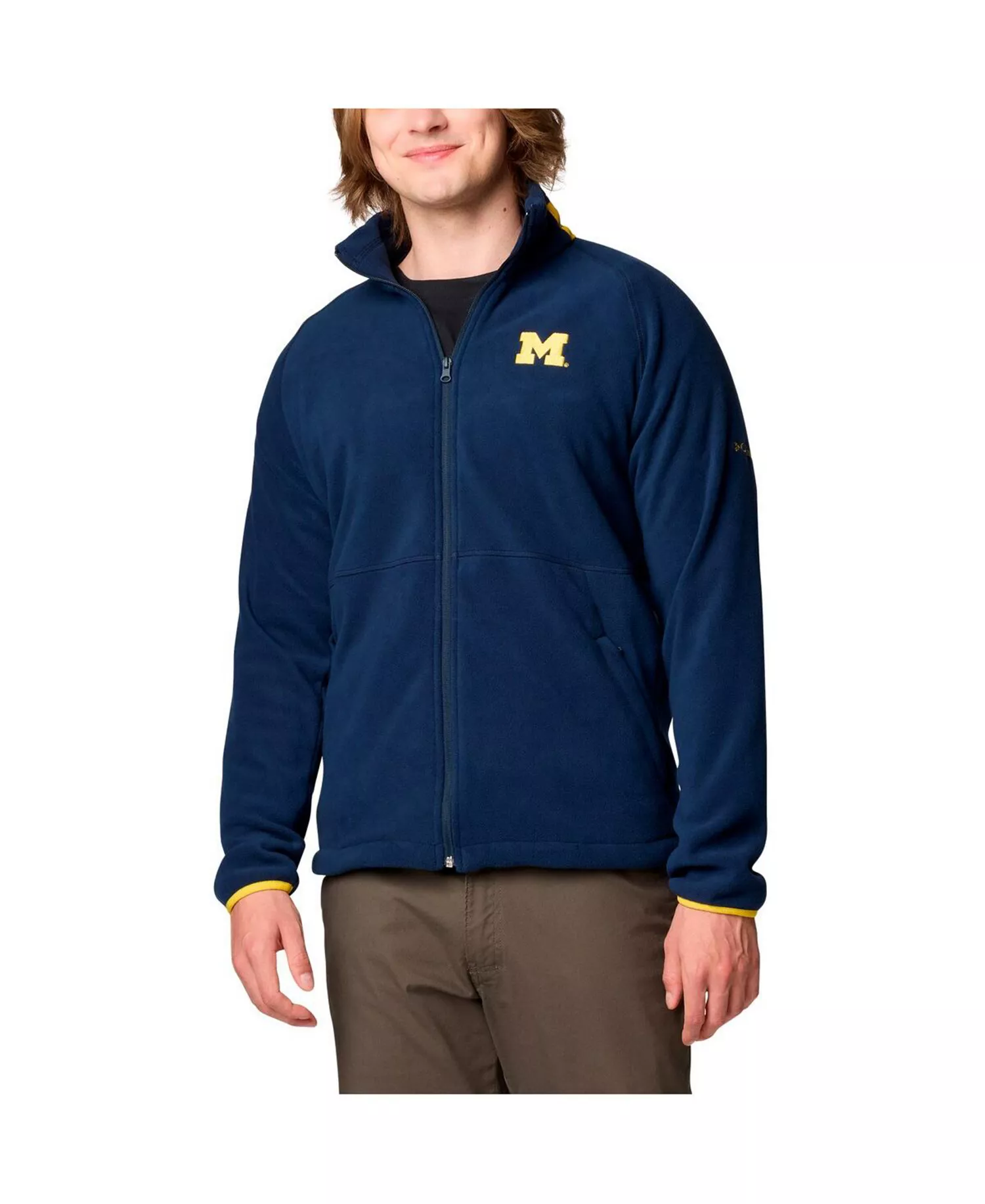 Men's Navy Michigan Wolverines Big Tall Flanker IV Fleece Raglan Full-Zip Jacket - Navy - 4XT
