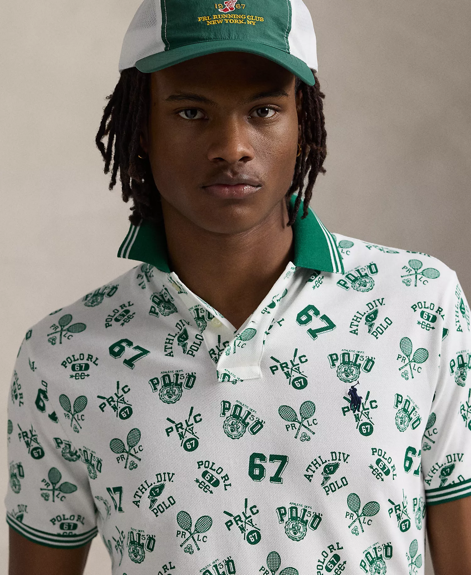 Men's Classic-Fit Print Mesh Polo Shirt - White - L