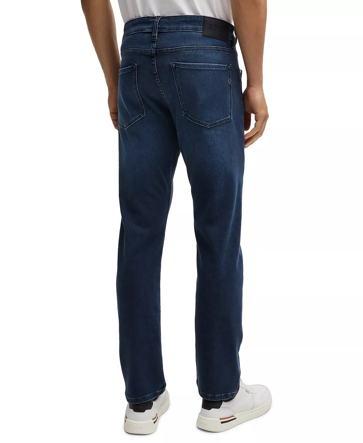 Men's Blue Knitted Stretch Denim Slim-Fit Jeans - Navy - 34x34
