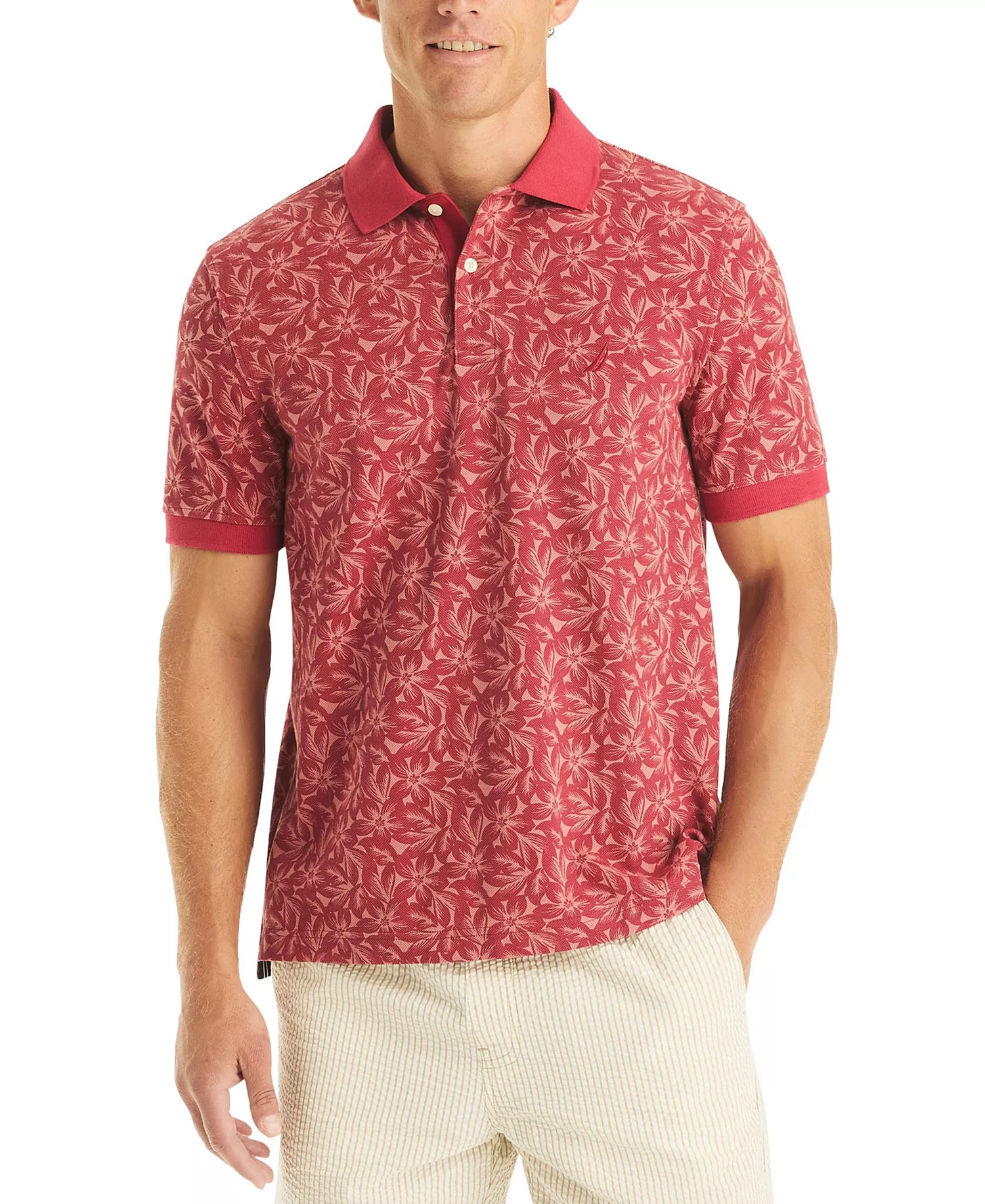 Men's Classic-Fit Printed Polo Shirt - Ocean Garnet - 2XL