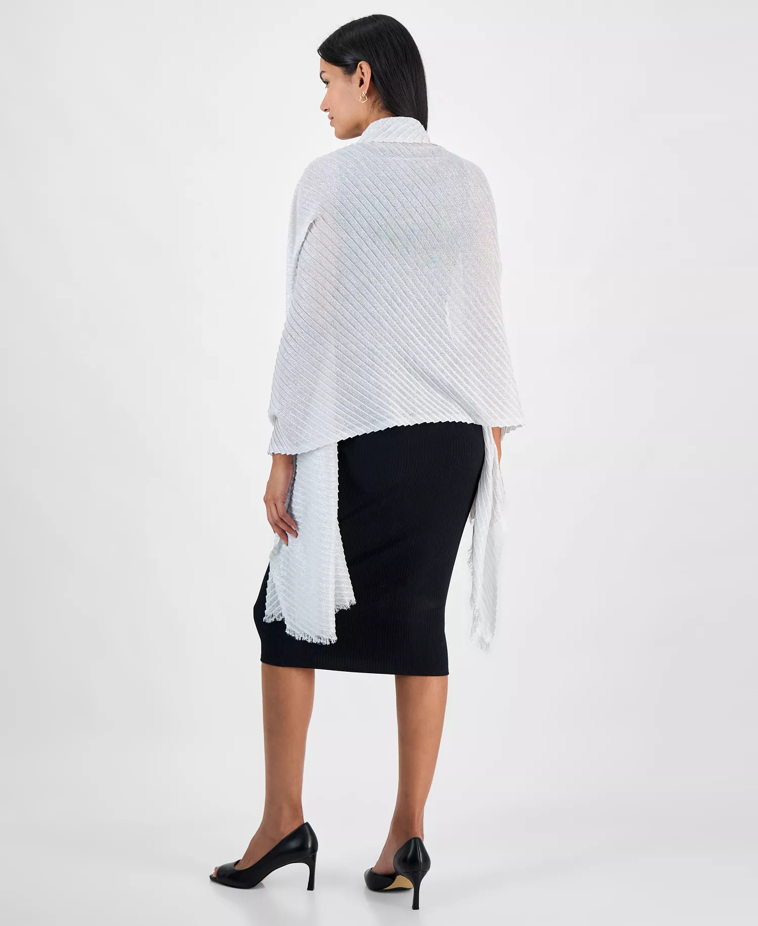 Pleated Shine Wrap Scarf, Exclusively at Macy's - Bright White - ONE SIZE