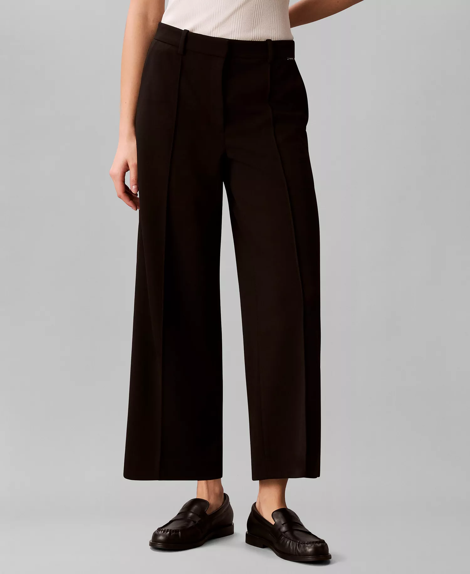 Women's High-Rise Cropped Wide-Leg Pants - Black - 10