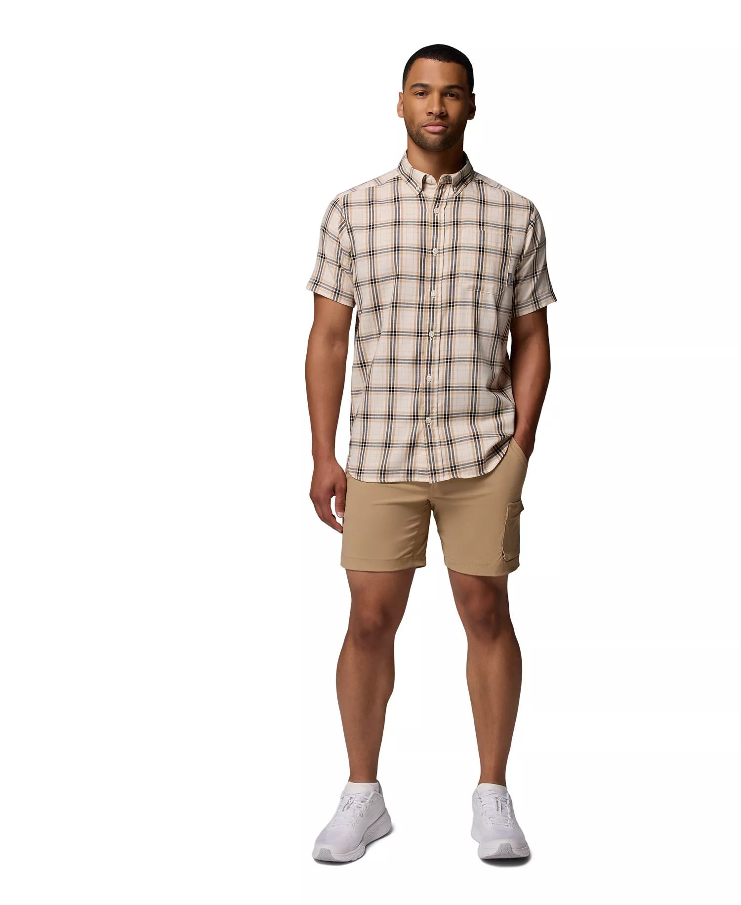 Men's Rapid Rivers Short Sleeve Plaid Shirt - Chalk quad check - S