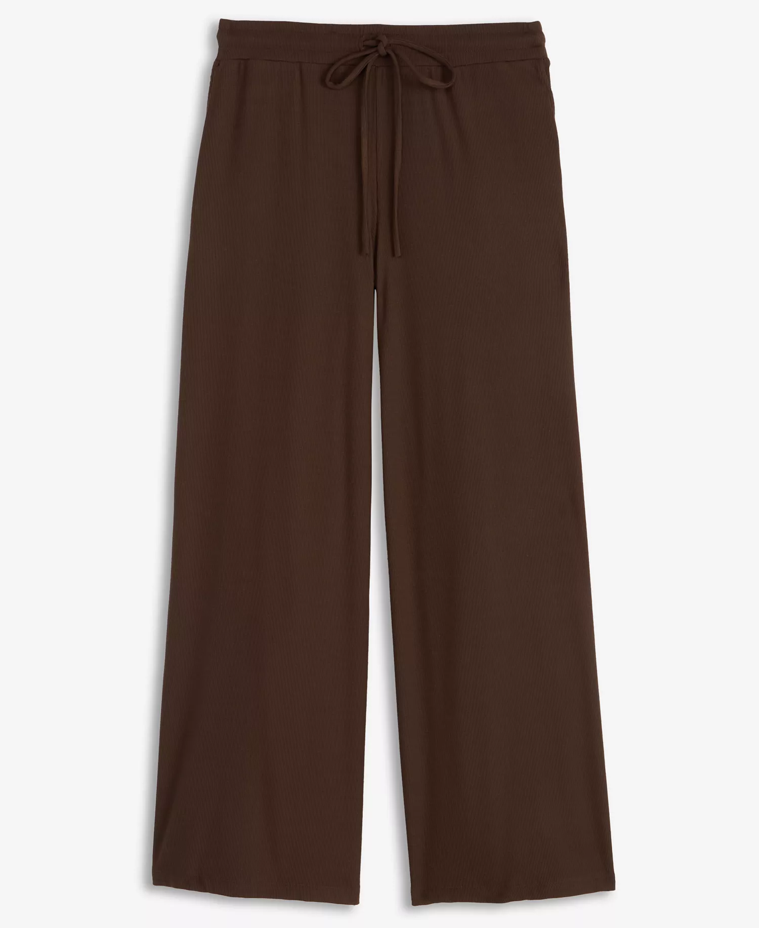 Petite Ribbed Knit High Rise Drawstring Wide-Leg Pants, Macy's Exclusive - Coco Oak - P/L