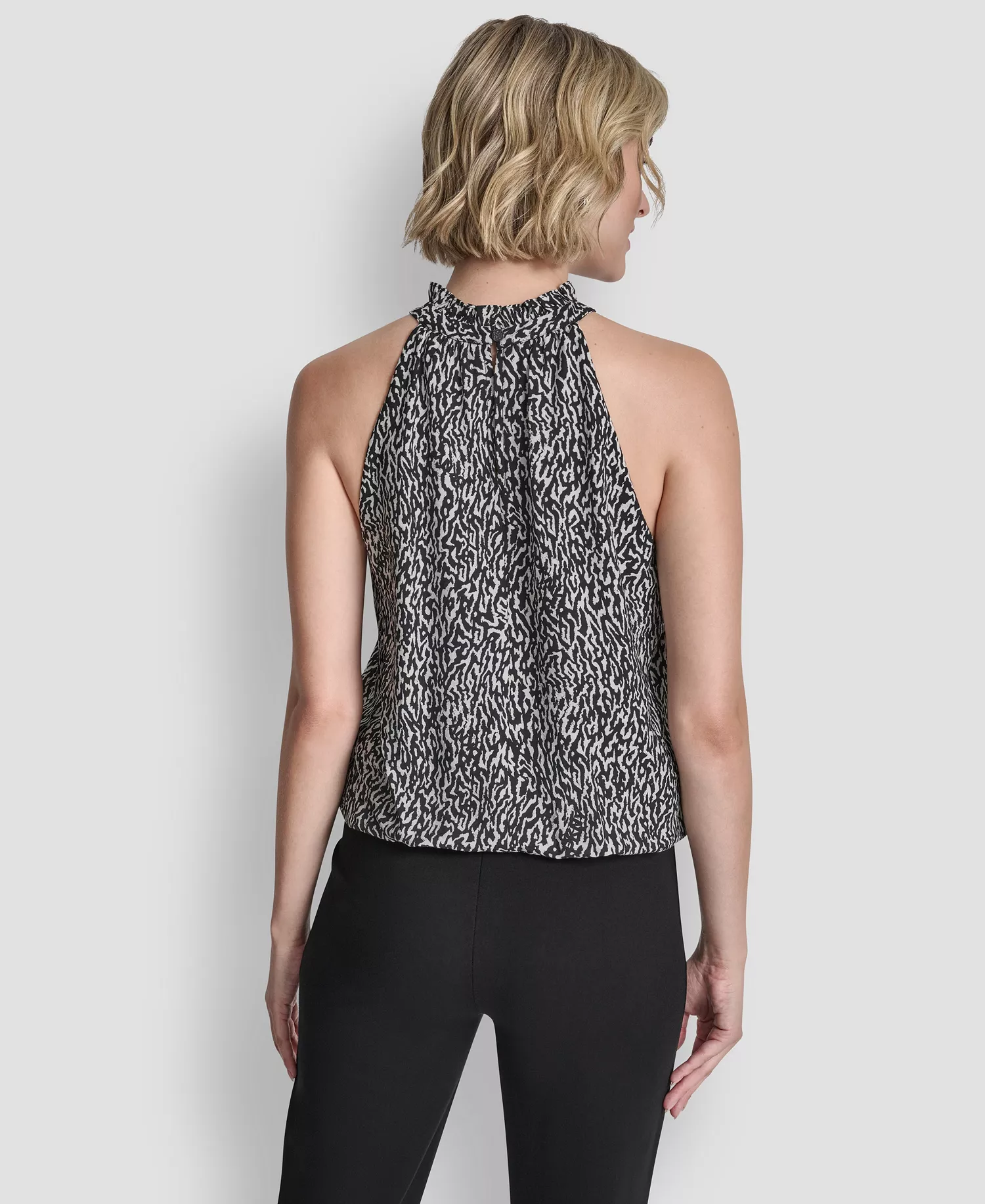 Women's Sleeveless Printed Voile Halter Top - Logo Ikat - L