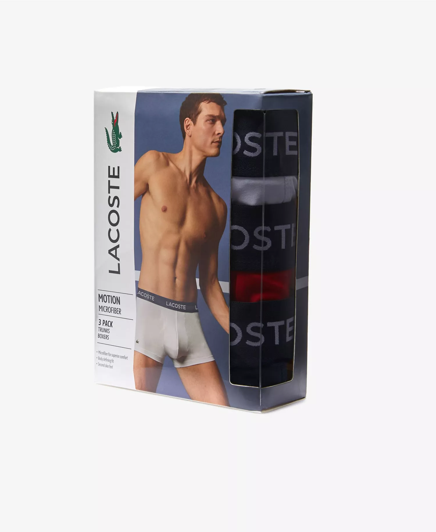 Men's 3-Pack Microfiber Trunk Underwear - Red/Navy/White - S