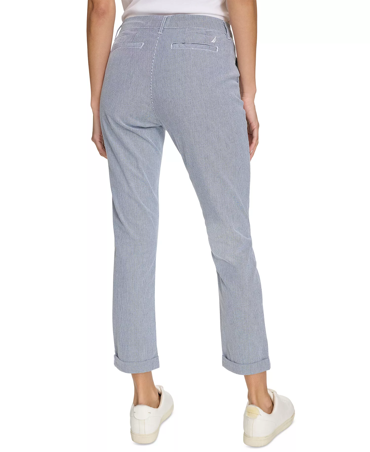 Jeans Women's Montauk Chino Mid-Rise Straight-Leg Pants  - Blue/white - 10