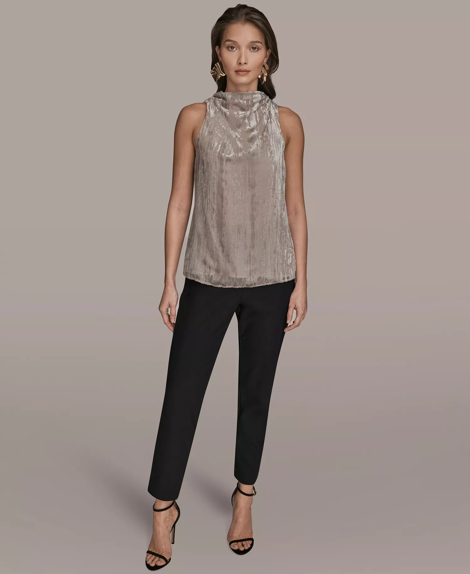 Women's High Cowl Neck Burnout Top - Vapor - L