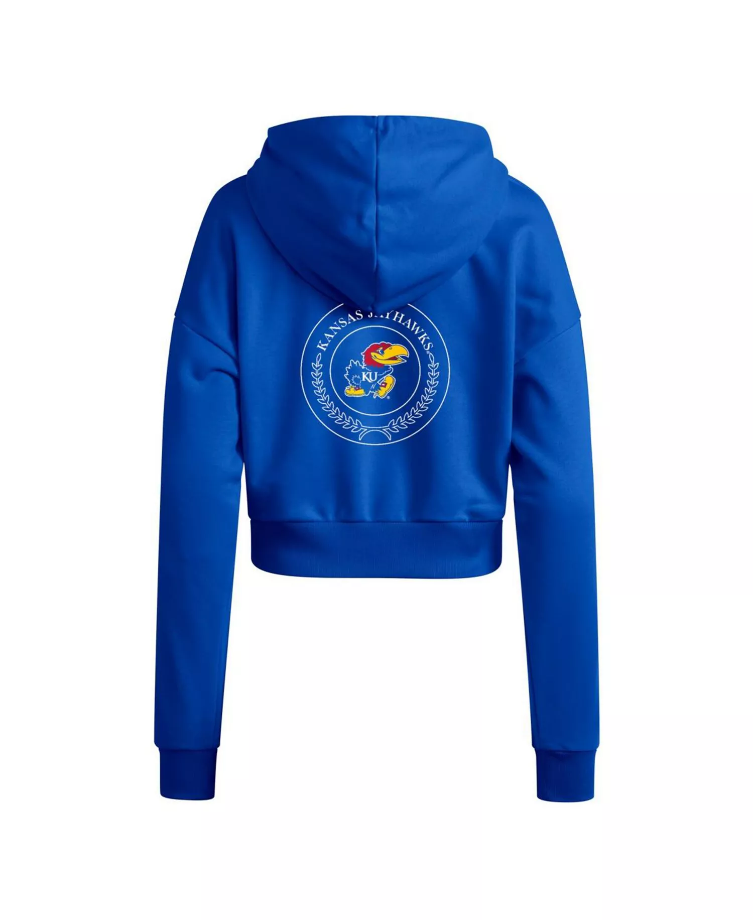 Women's Royal Kansas Jayhawks Campus Queen Cropped Pullover Hoodie - Royal - XL