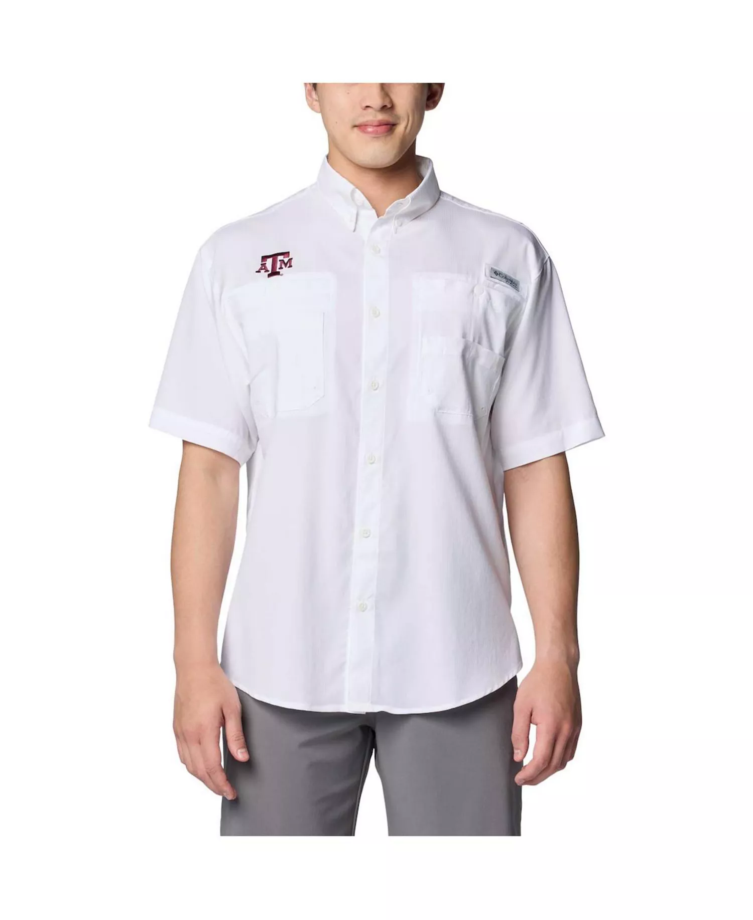 Men's White Texas A & M Aggies PFG Tamiami Omni-Shade Button-Down Shirt - White - 2XL