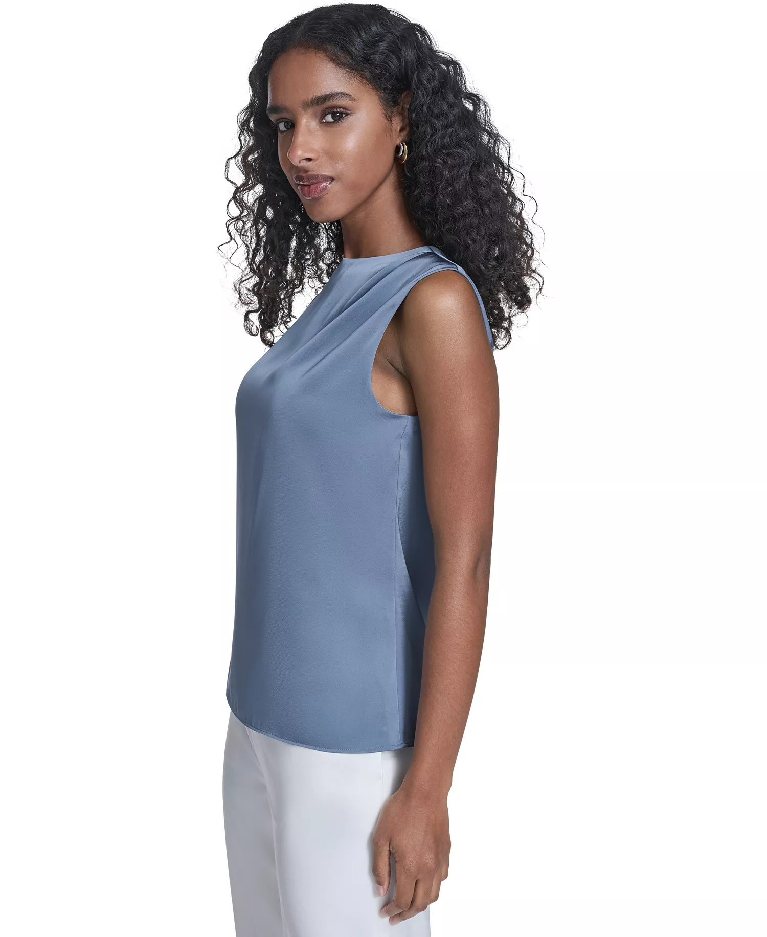 Women's Solid Sleeveless Crewneck Top - Flint - L