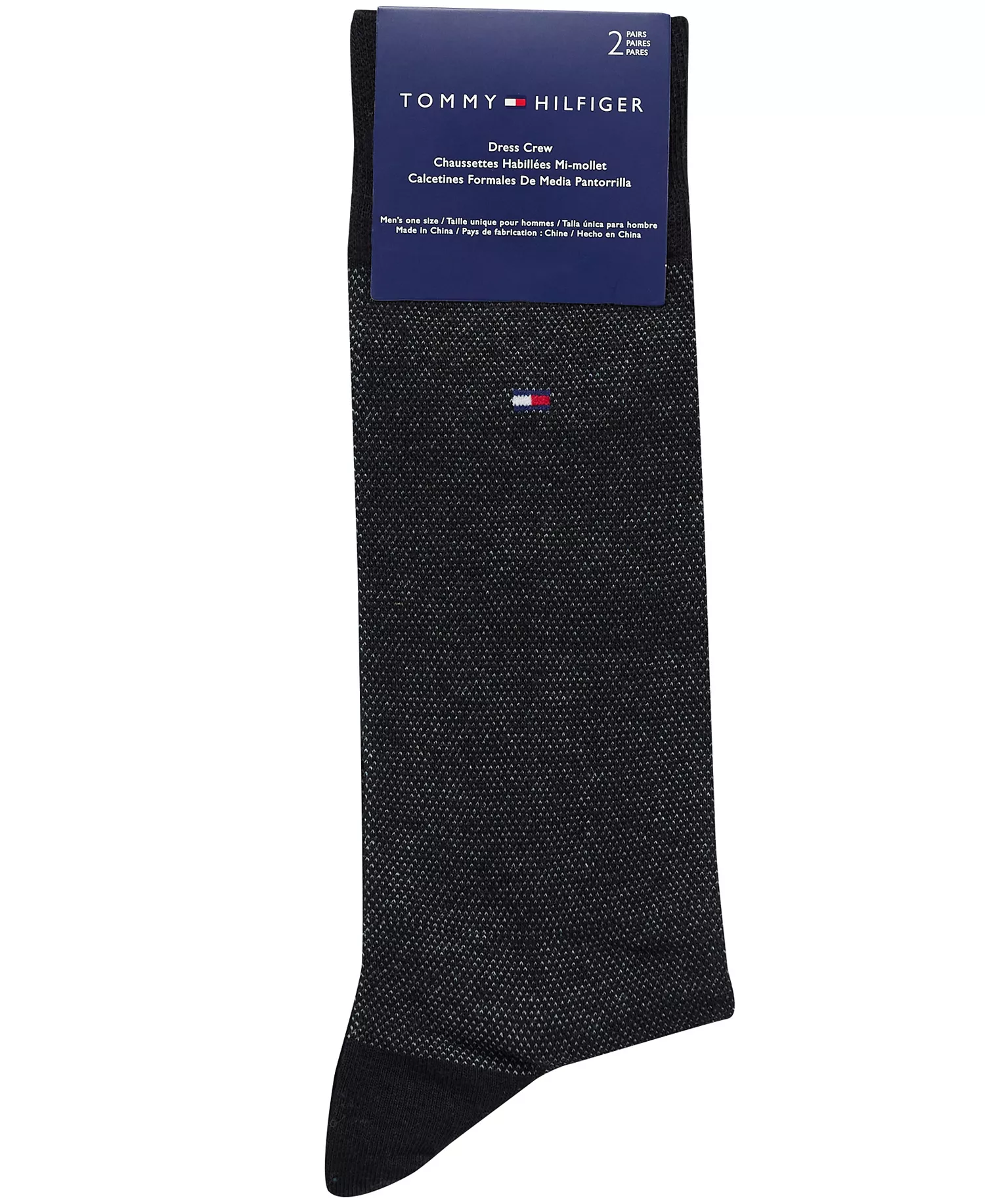 Men's Dress Reinforced Heel Crew Socks, 2-Pack - Black/Gray - ONE SIZE