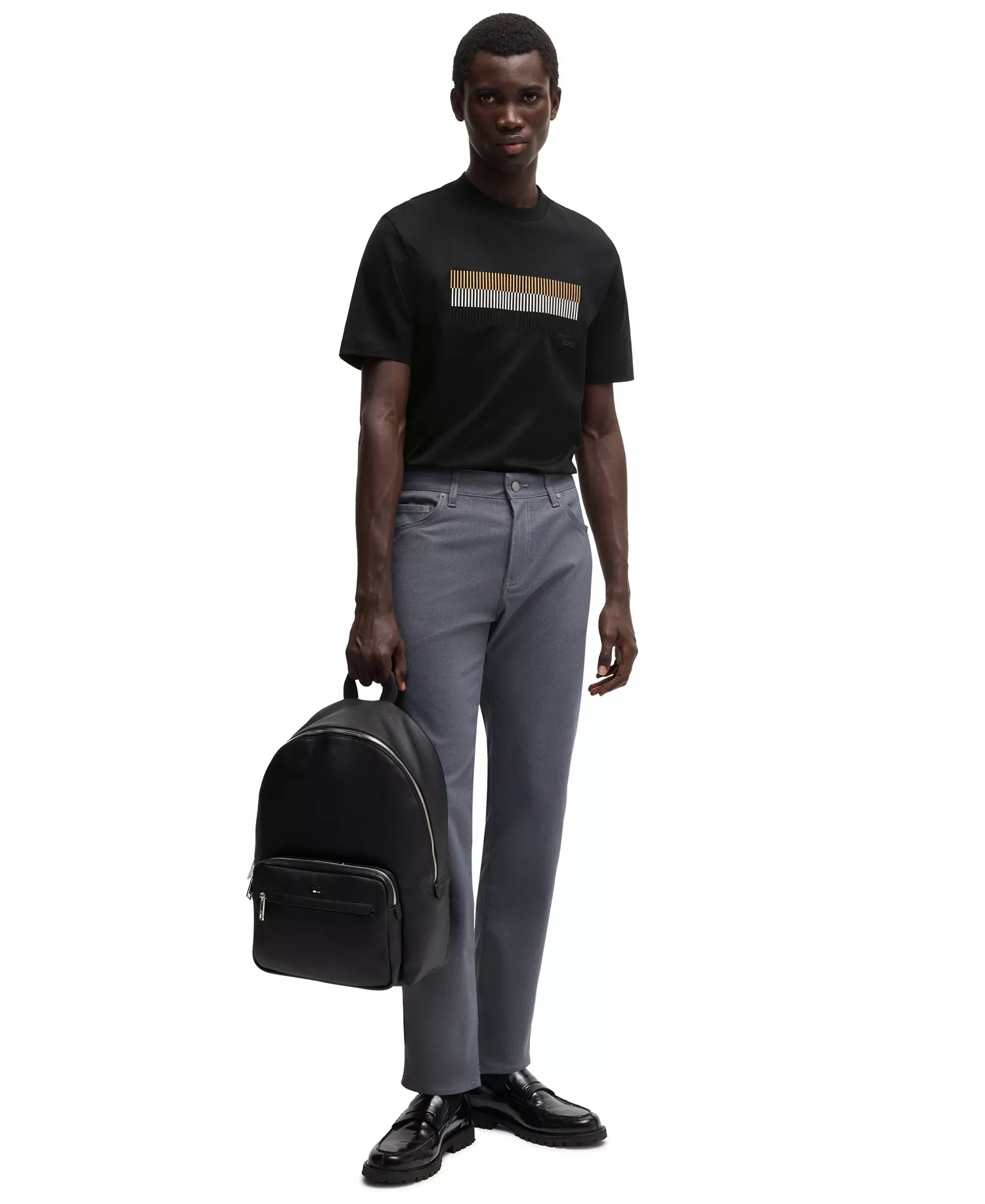 Men's Mercerized-Cotton Regular-Fit T-Shirt - Black - M