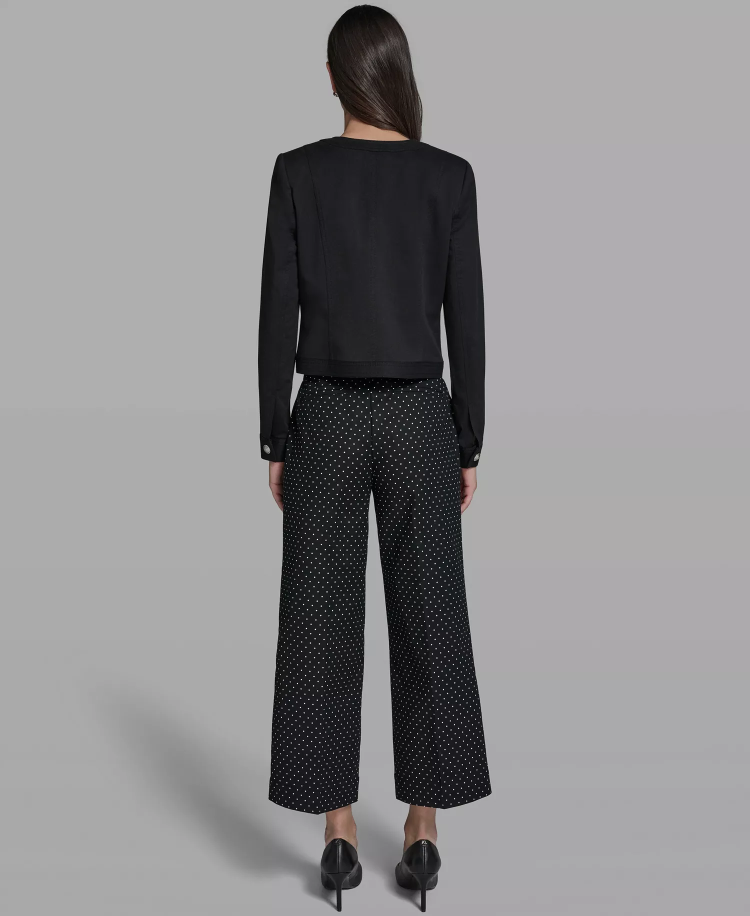 Petite Bow Pocket Jacket - Black - 10P
