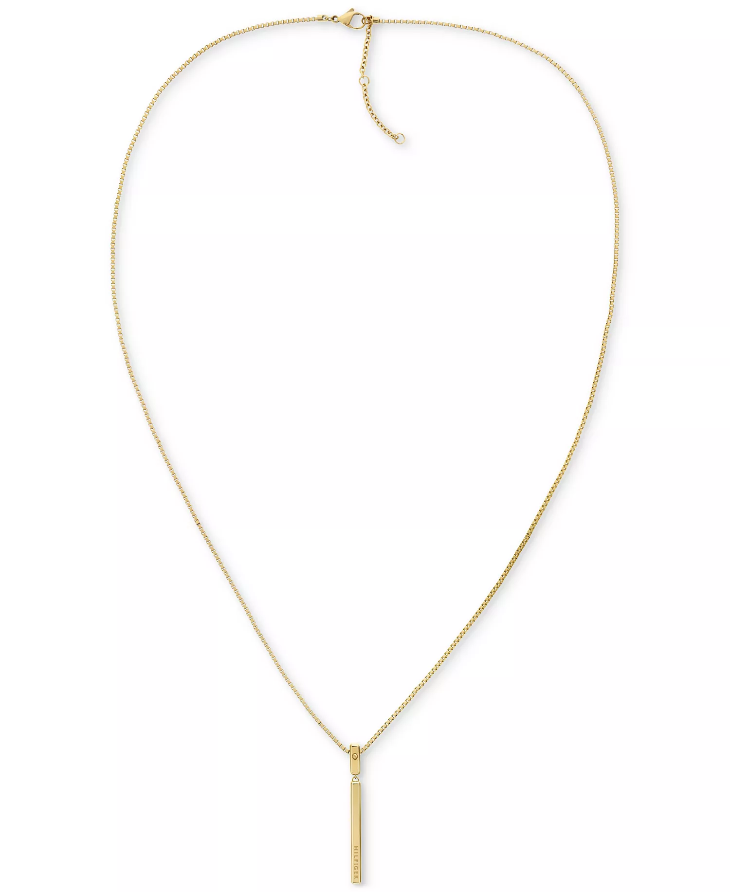 Linear Logo Bar Necklace, 26" + 2" extender - Gold - ONE SIZE