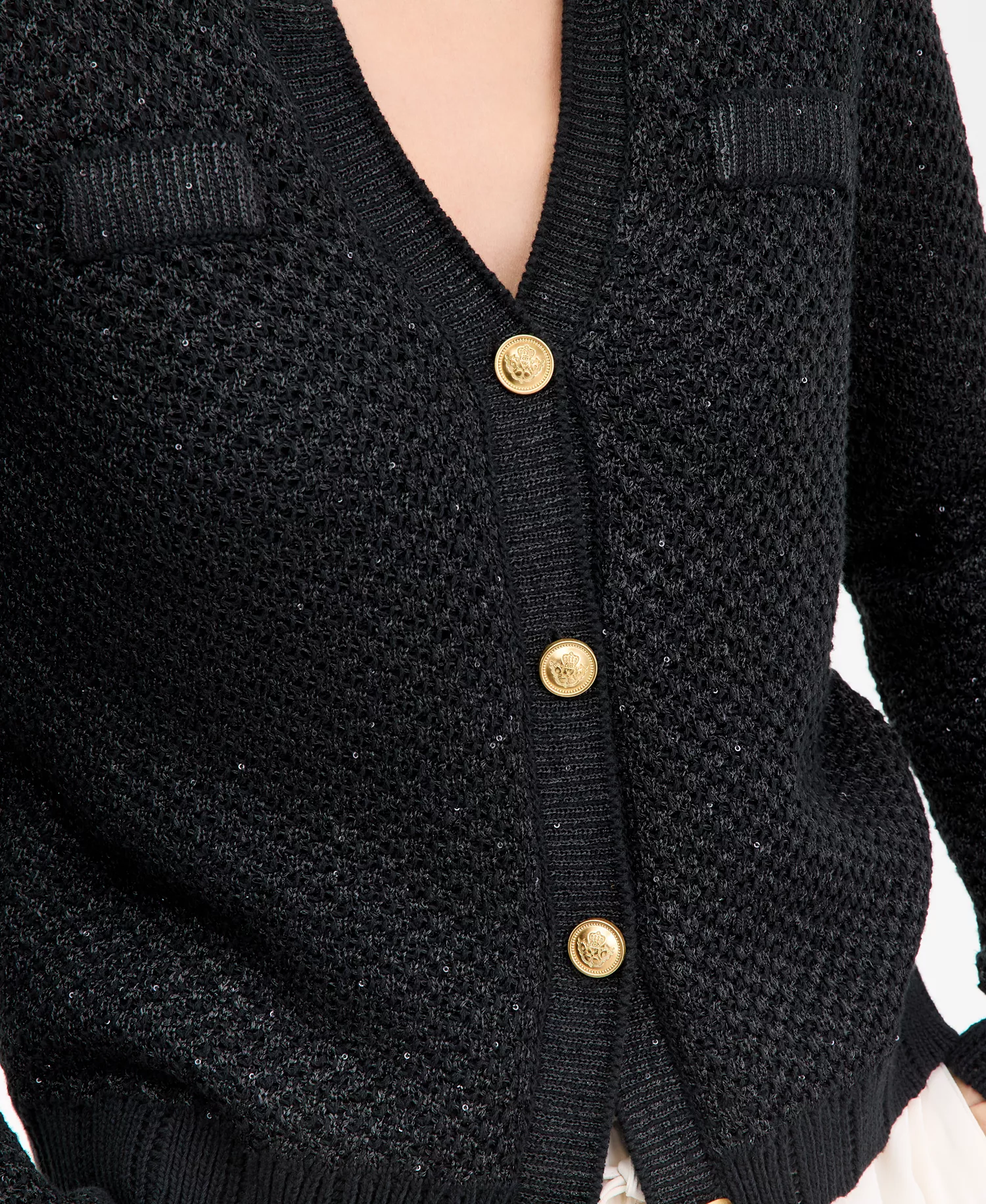 Petite Metallic Shine Cardigan, Macy's Exclusive - Black Lurex - M