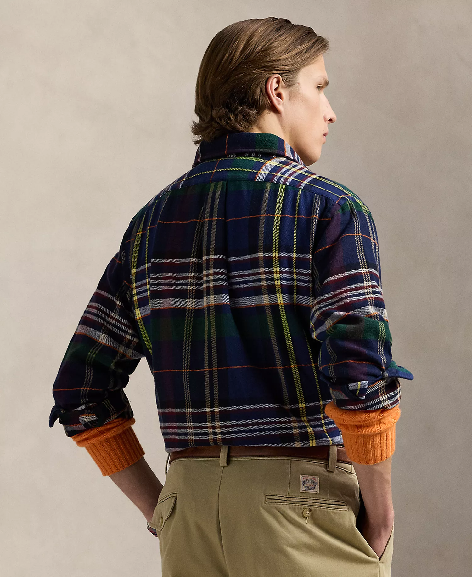 Men's Classic Plaid Brushed Flannel Workshirt - Navy Wine Multi - S