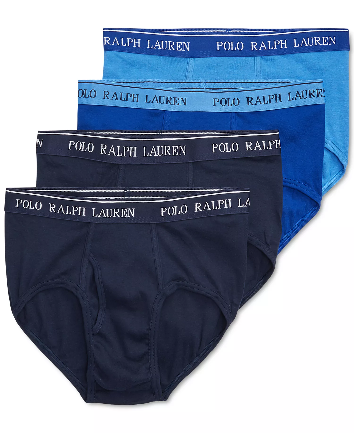 Men's 4-Pack Classic-Fit Mid-Rise Briefs  - Aerial Blue / Rugby Royal / Cruise Navy - L