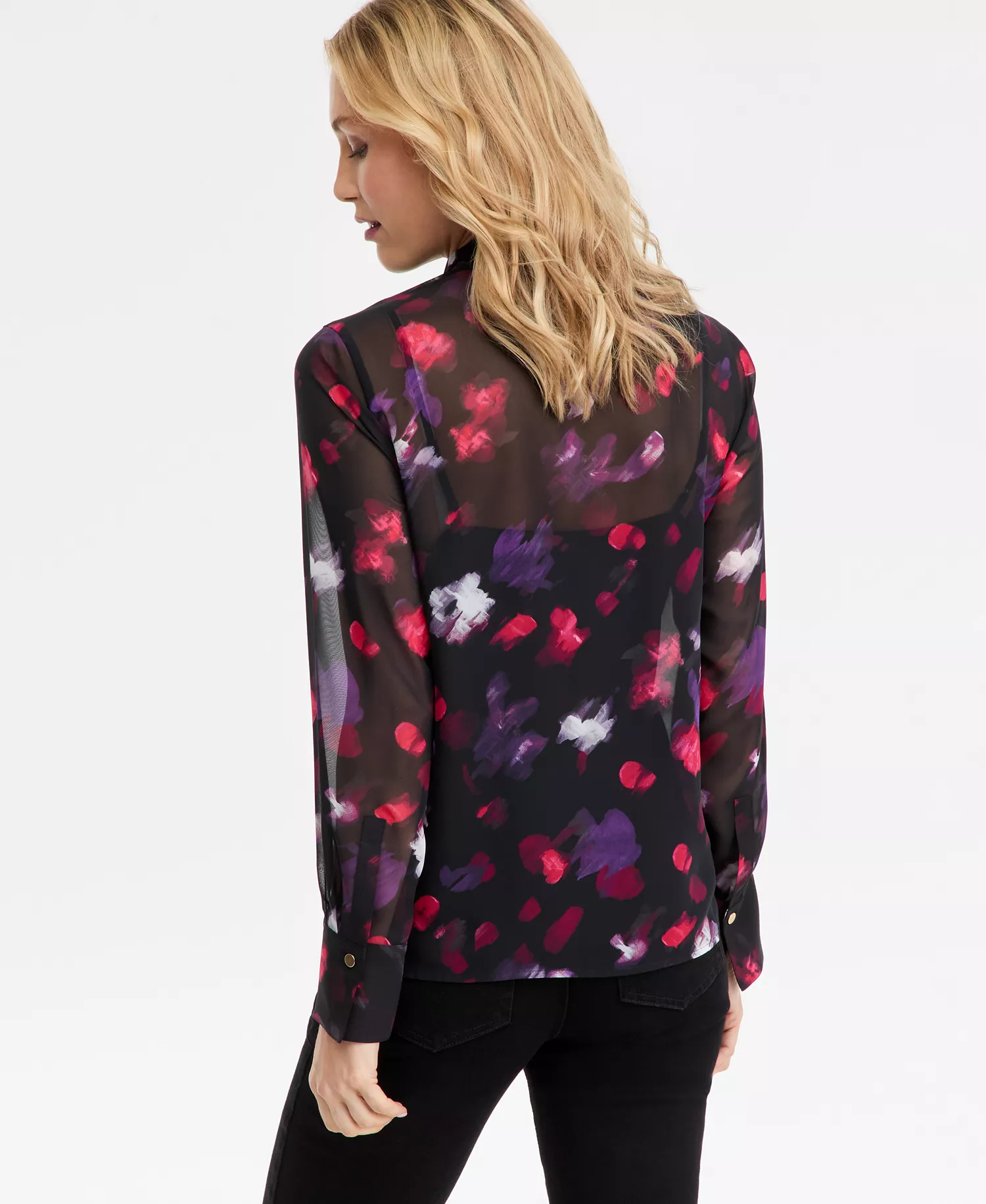 Women's Long-Sleeve Tie-Neck Blouse, Macy's Exclusive - Ava Blooms - L