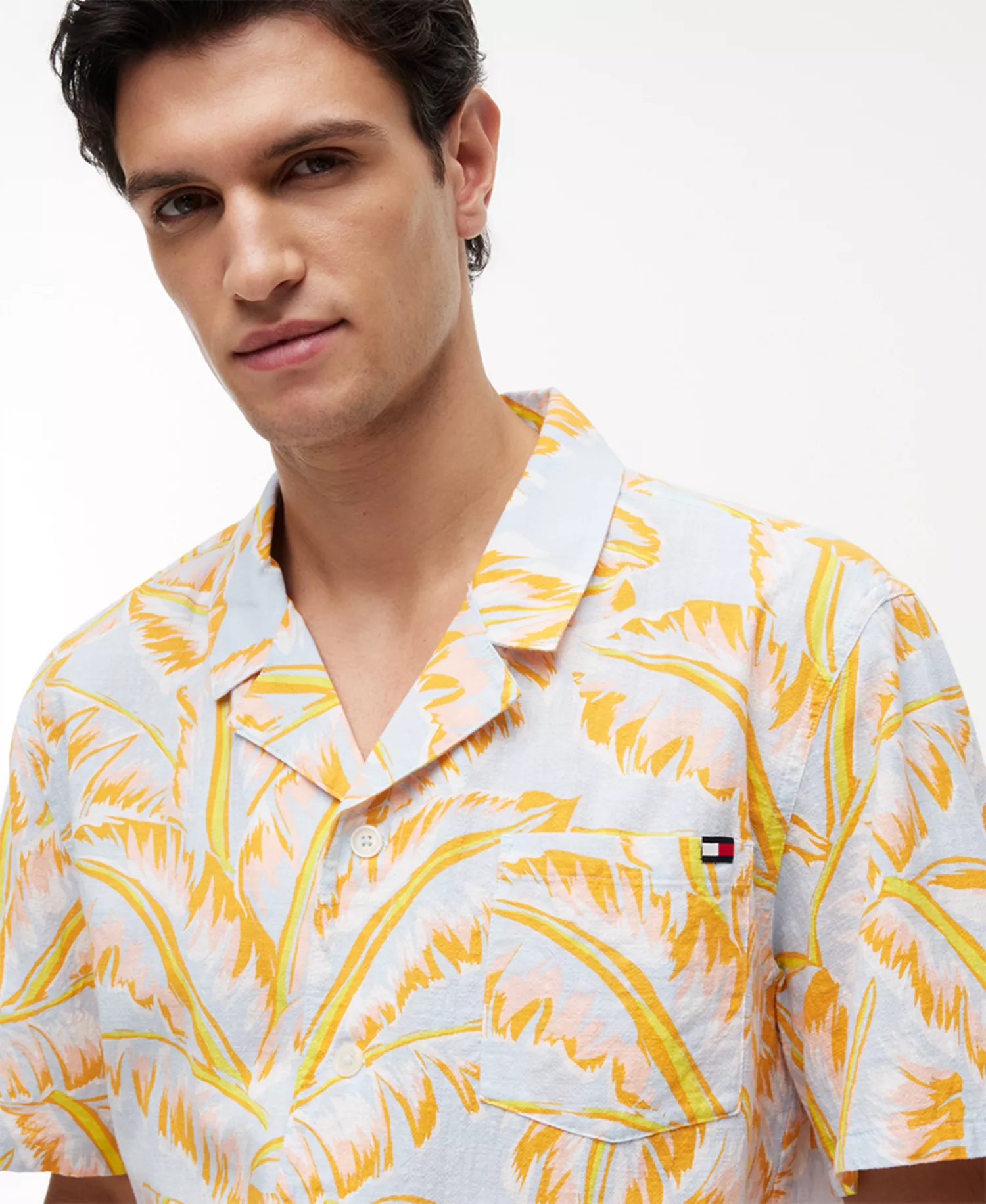 Men's Short-Sleeve Floral Print Woven Shirt - Vintage Banana Leaf Keepsake Blue - 2XL