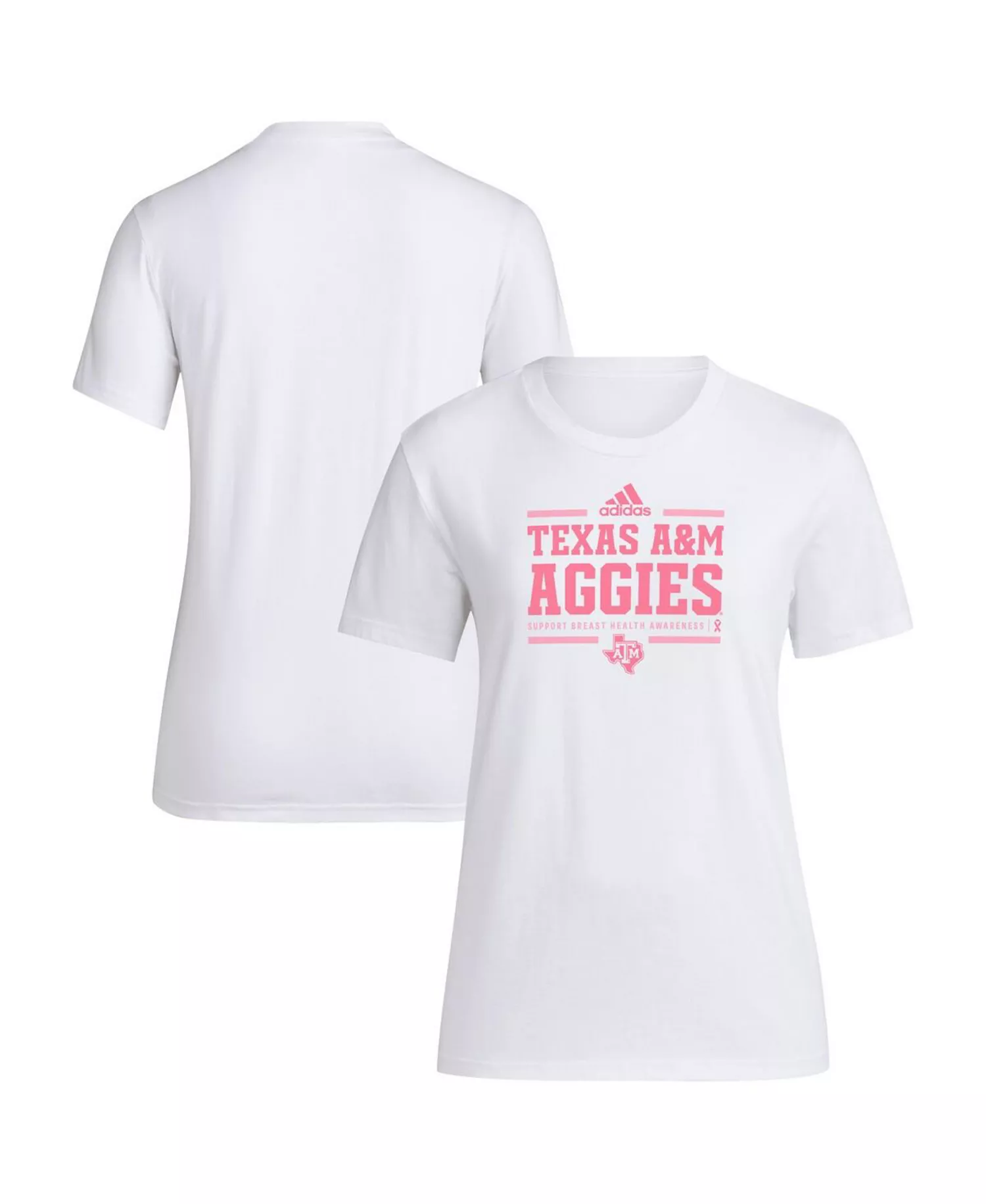 Women's White Texas A&M Aggies 2024 Breast Cancer Awareness Pregame T-Shirt - White - L