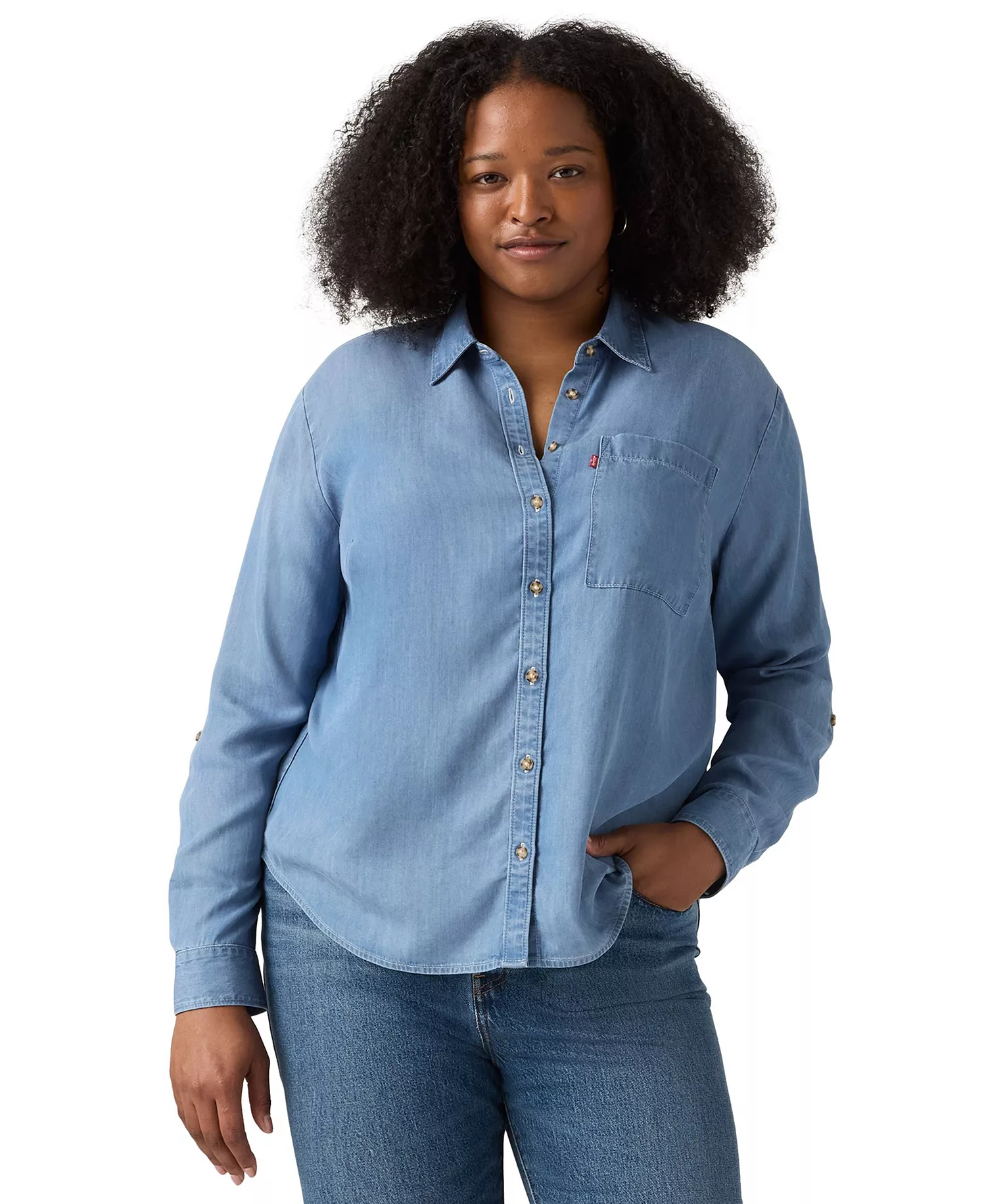 Plus Size Darlene Long Sleeve Shirt - Blue - 1X