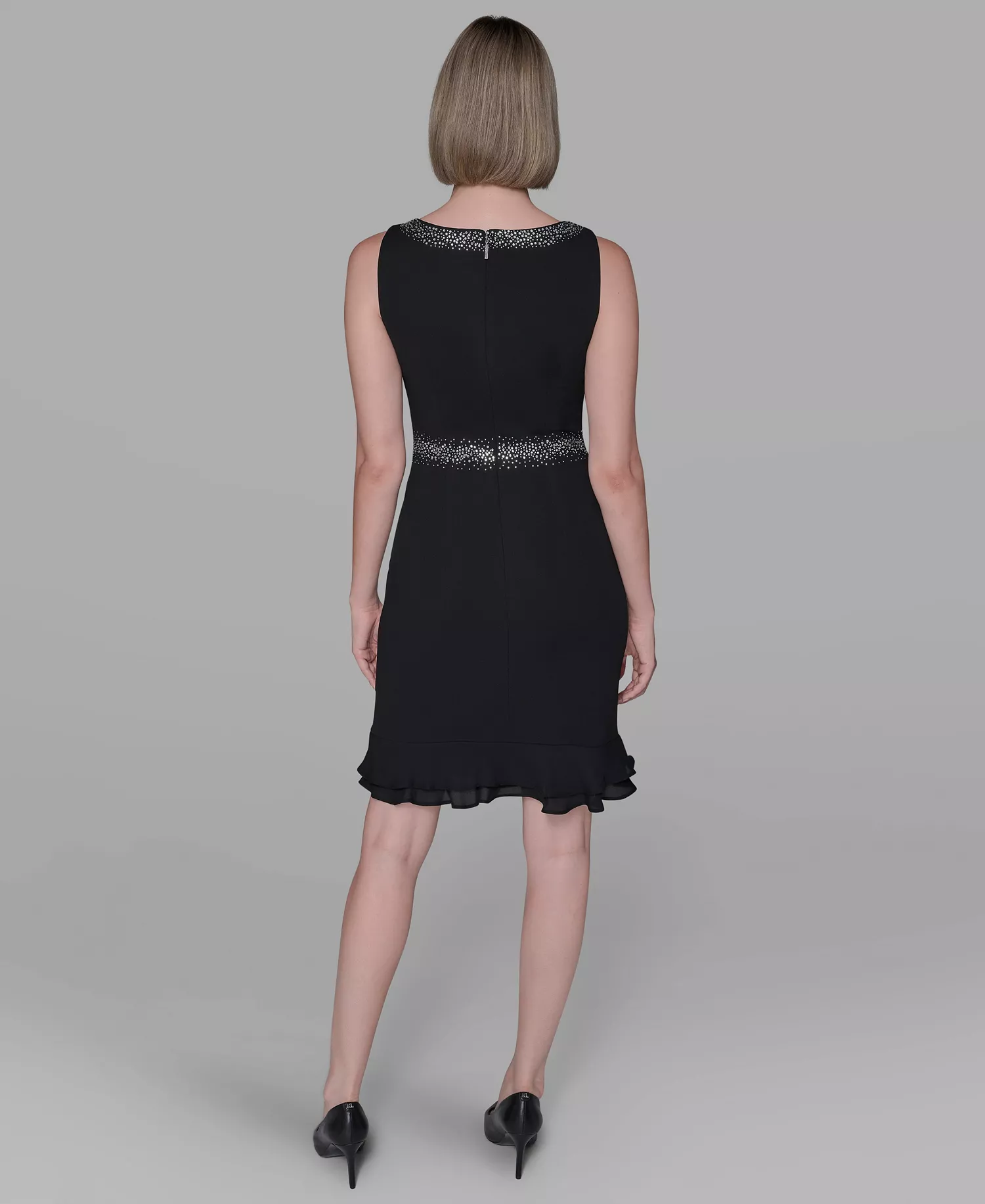 Women's Ruffled-Hem A-Line Dress - Black - 10