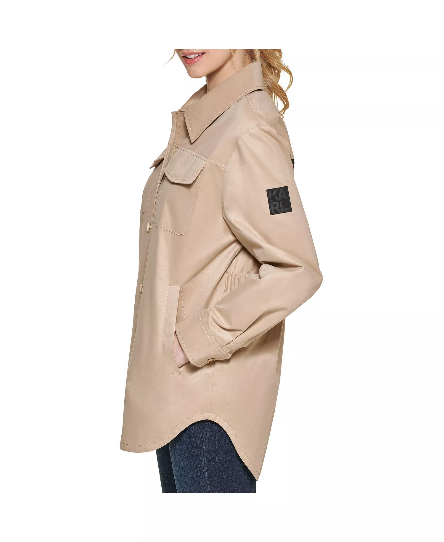 Women's Oversized Shirt Jacket - Khaki - L