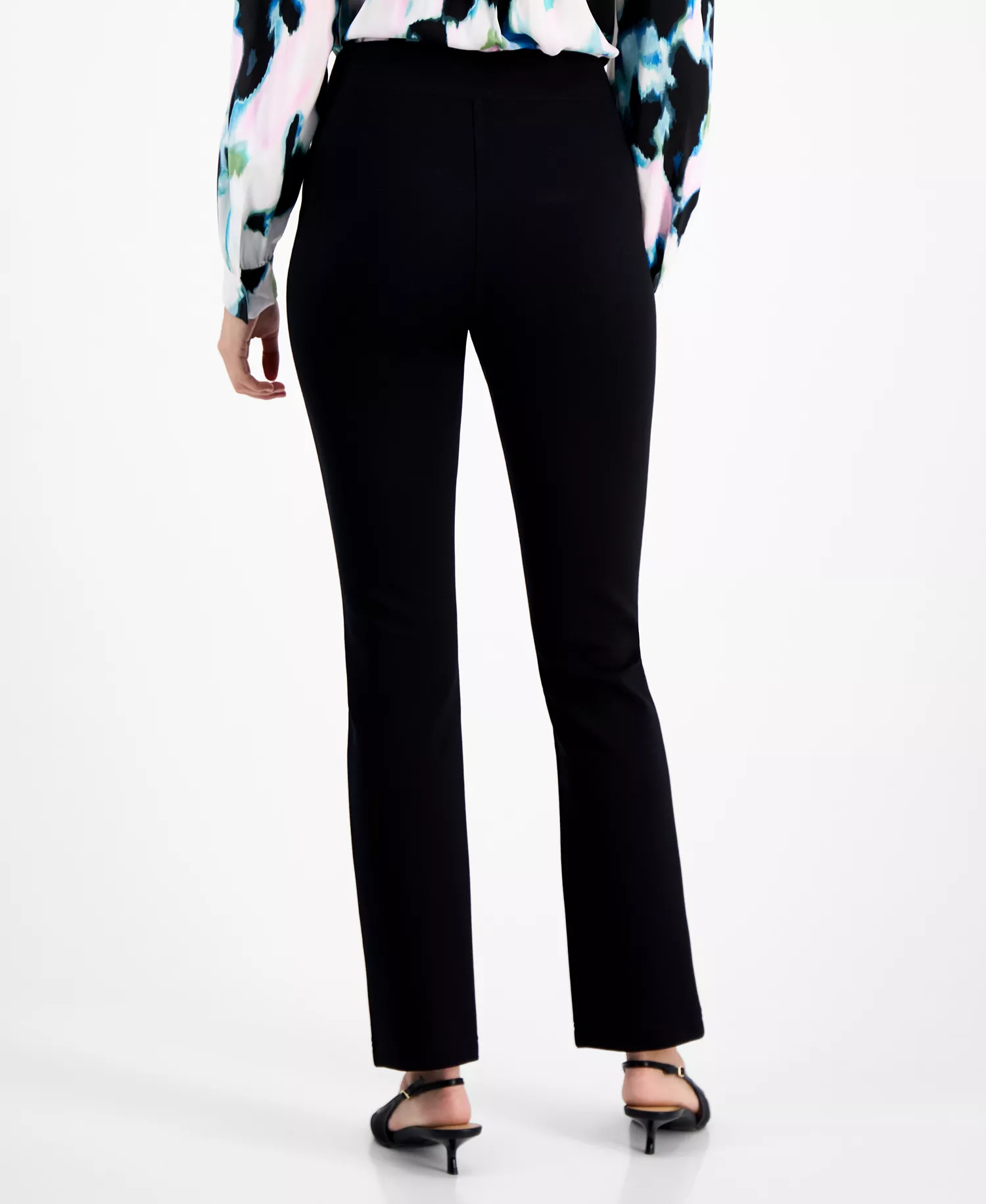 Petite High-Rise Slim Straight-Leg Pants, Macy's Exclusive - Deep Black - P/L