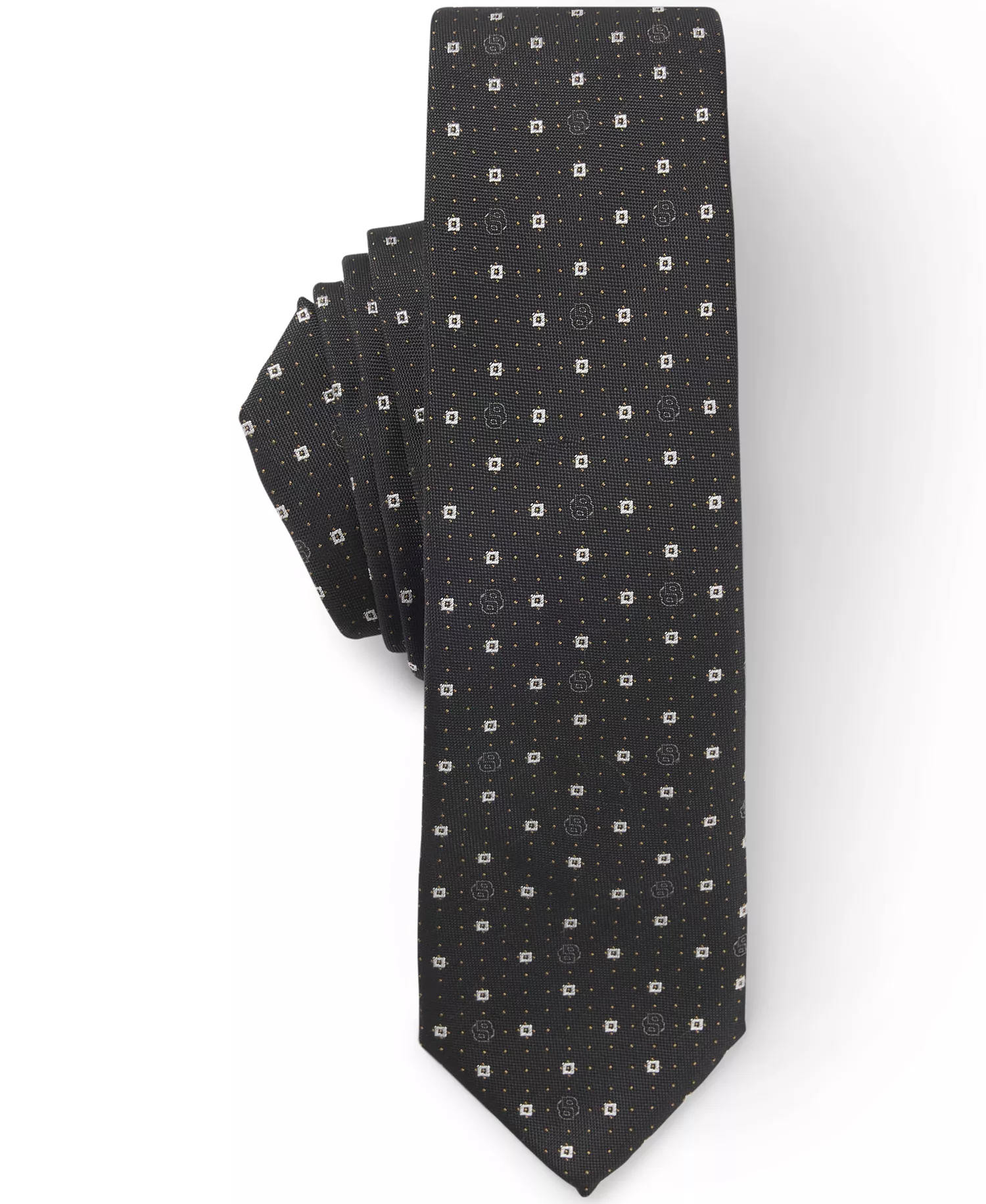 Men's Silk-Blend Monogram Tie - Open Gray - ONE SIZE