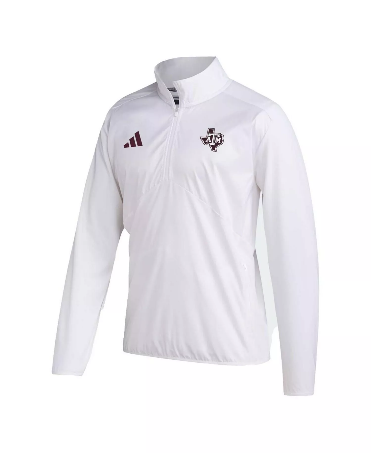 Men's White Texas A&M Aggies Sideline AEROREADY Raglan Sleeve Quarter-Zip Jacket - White - 2XL