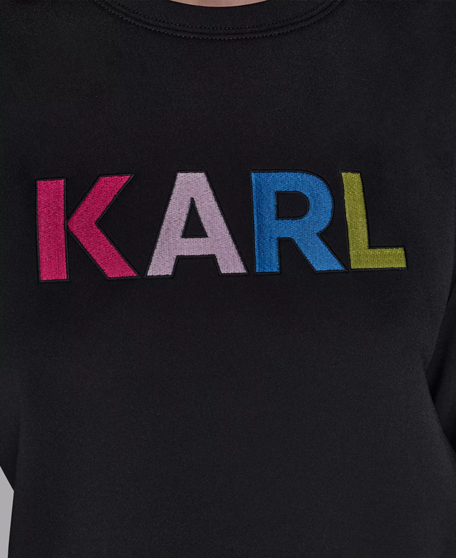 Petite Embroidered Logo Long-Sleeve Sweater - Black - P/L