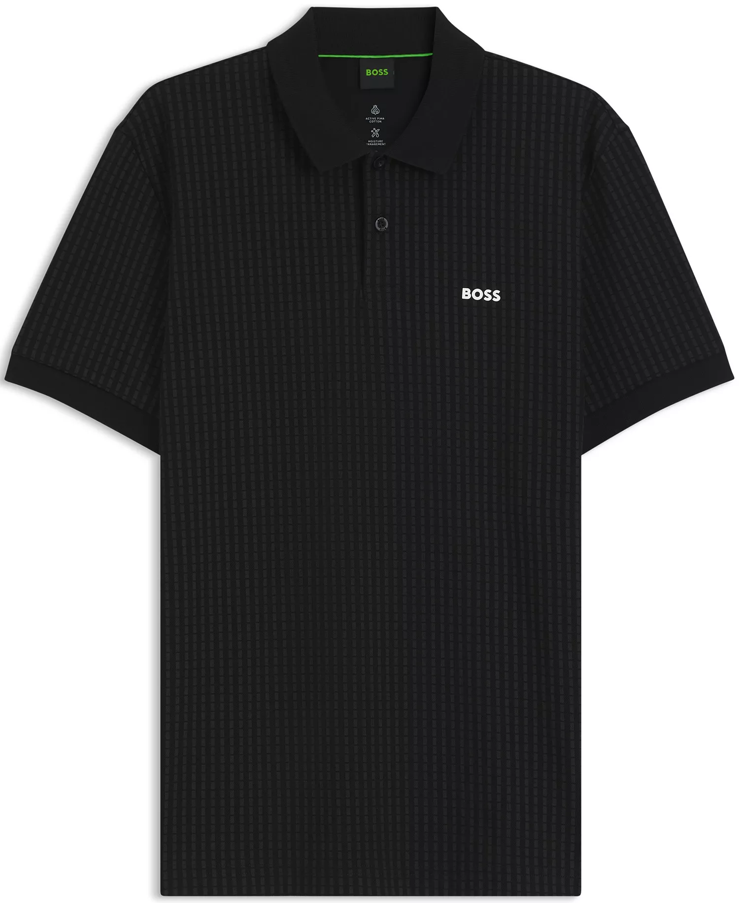Men's Cotton-Piqué All-Over Print Polo Shirt - Black - 2XL