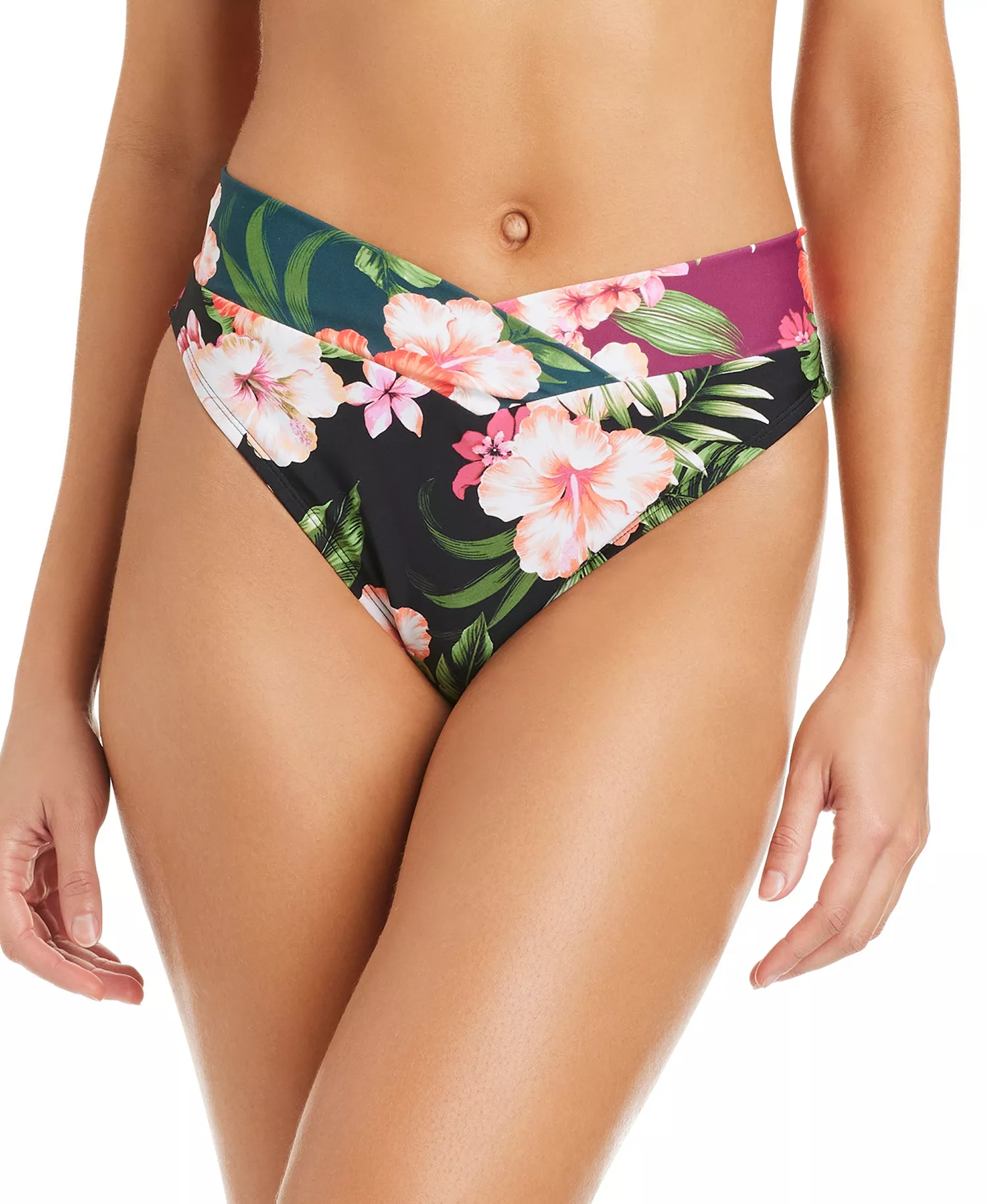 Women's Tropical Heat V-Cut Waist High-Leg Swim Bottoms, Macy's Exclusive - Multi - L