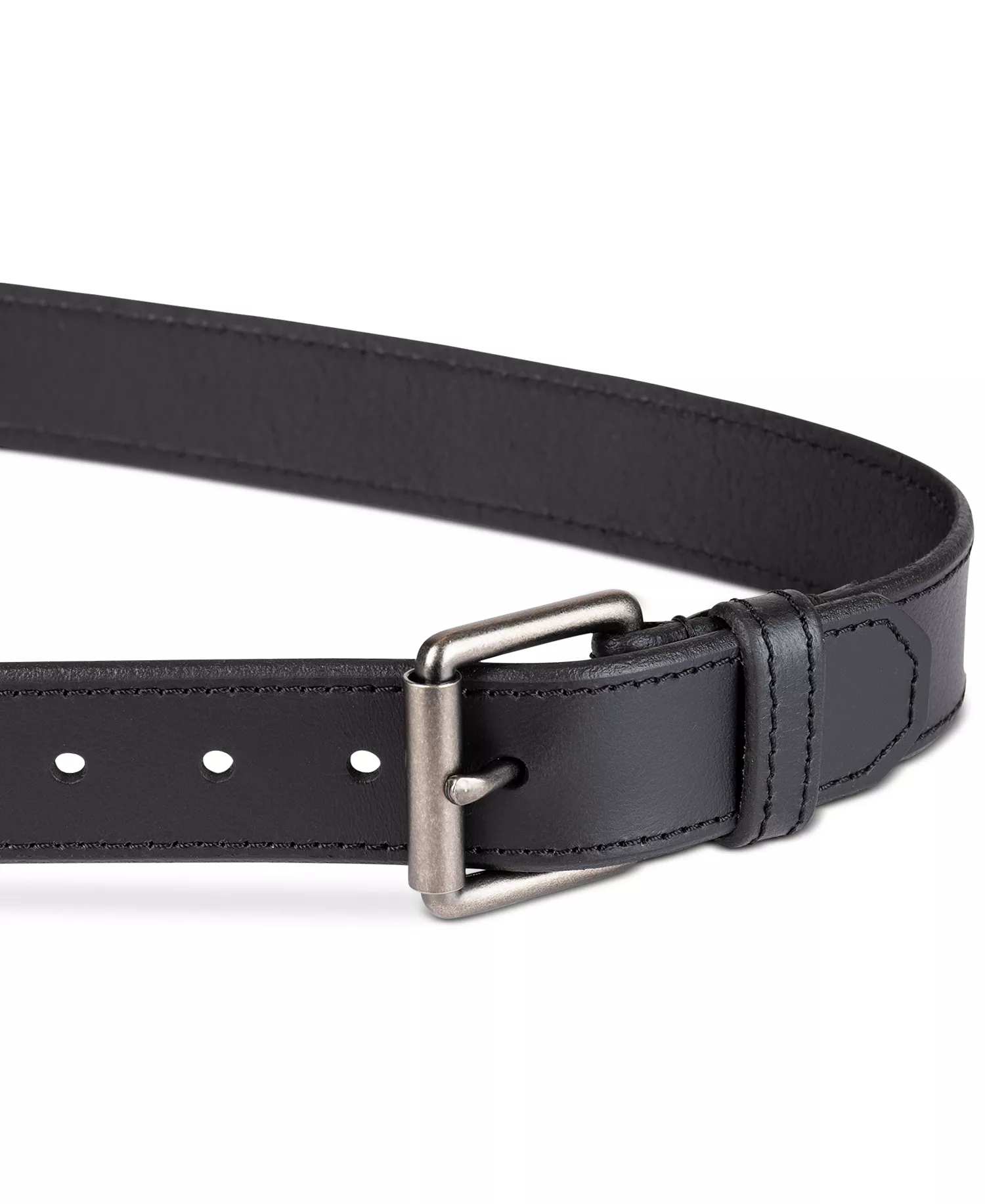 Men's Beveled-Edge Leather Belt - Black - L (38-40)