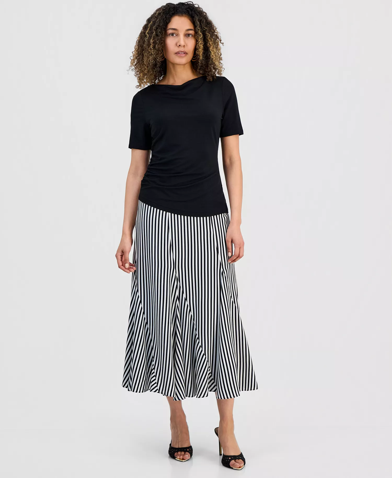 Petite Ruched Top, Macy's Exclusive - Deep Black - P/L