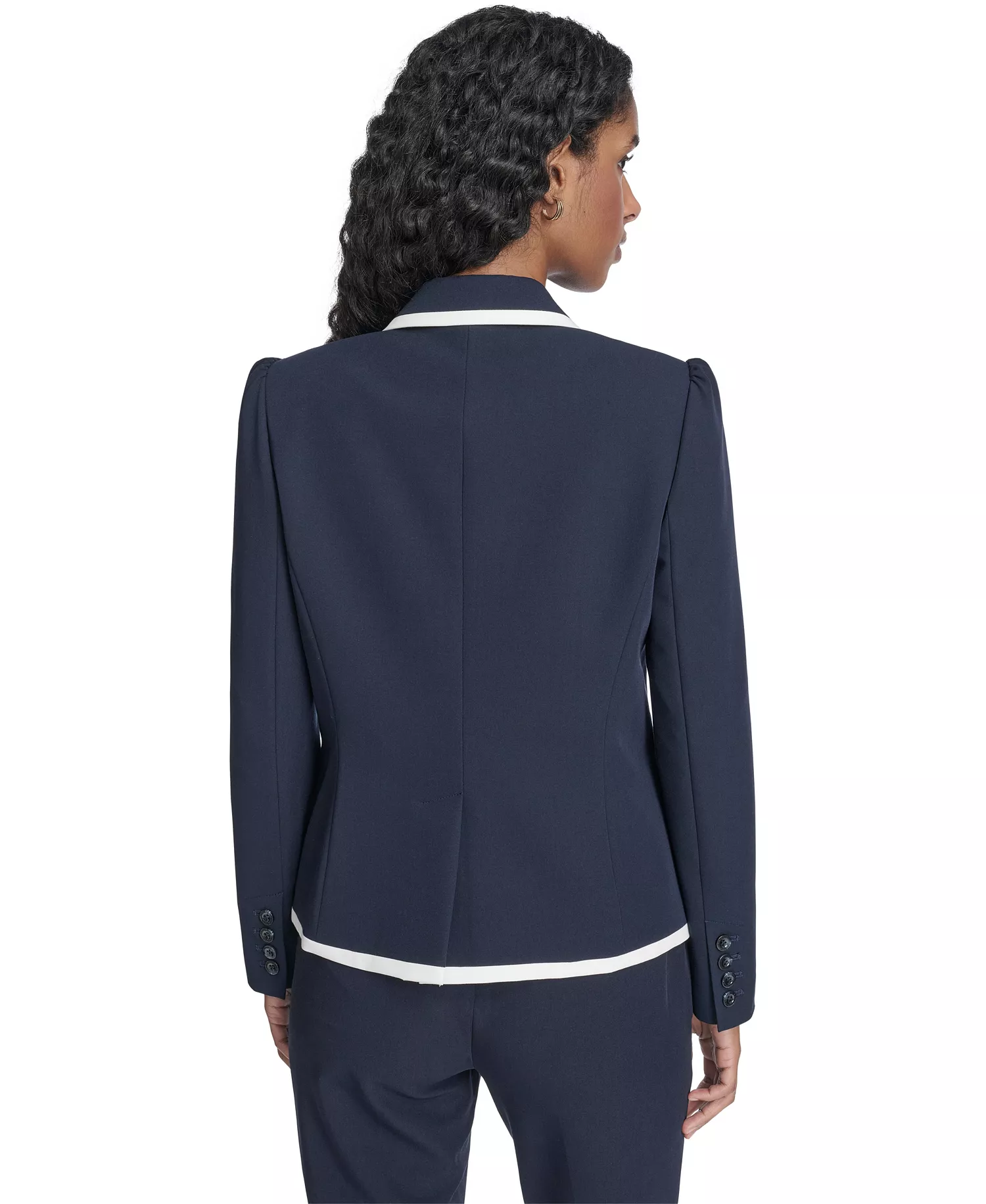 Women's Framed One-Button Blazer - Midnght/ivory - 0