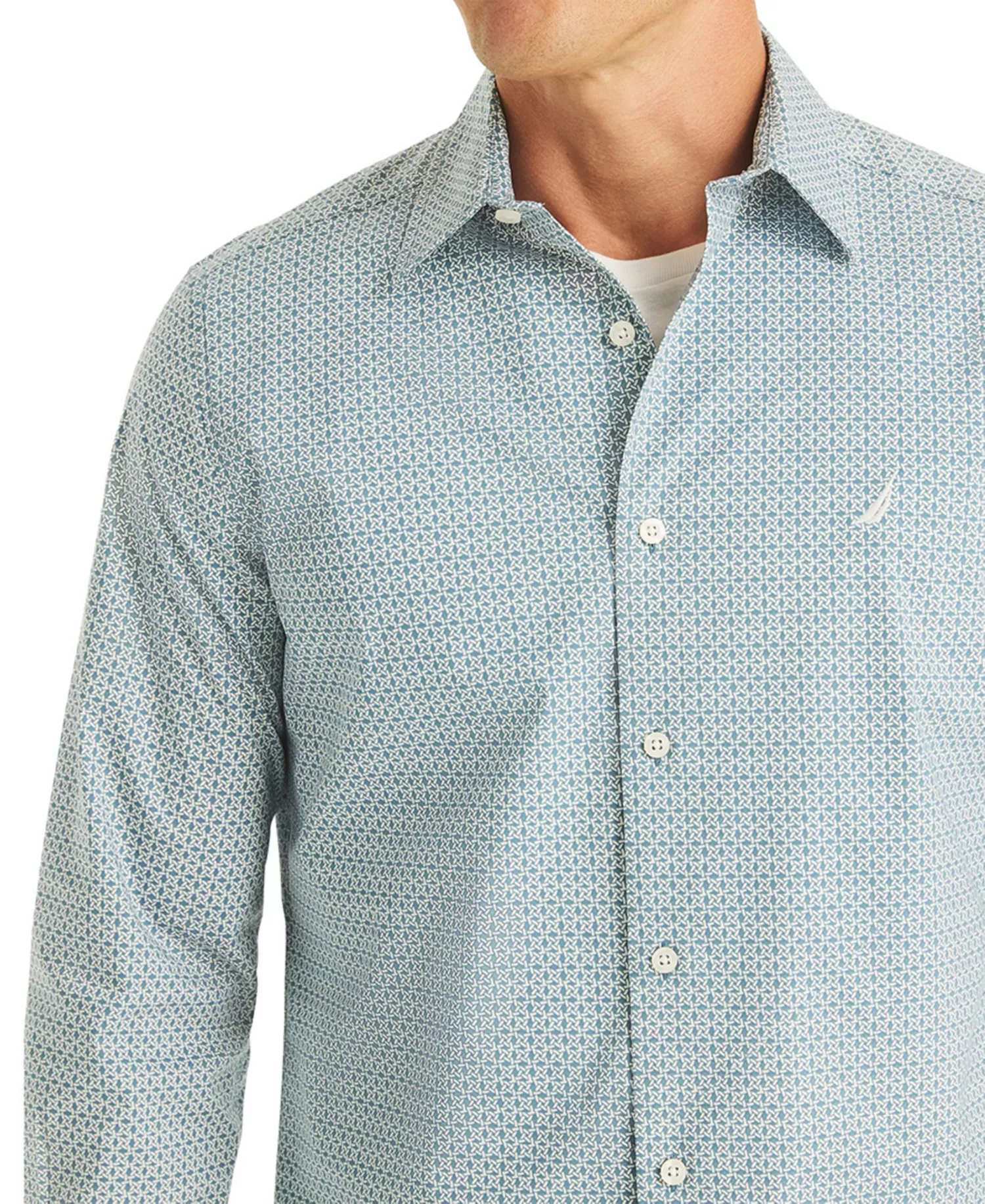 Men's Printed Long-Sleeve Shirt - Coronet Blue - 2XL