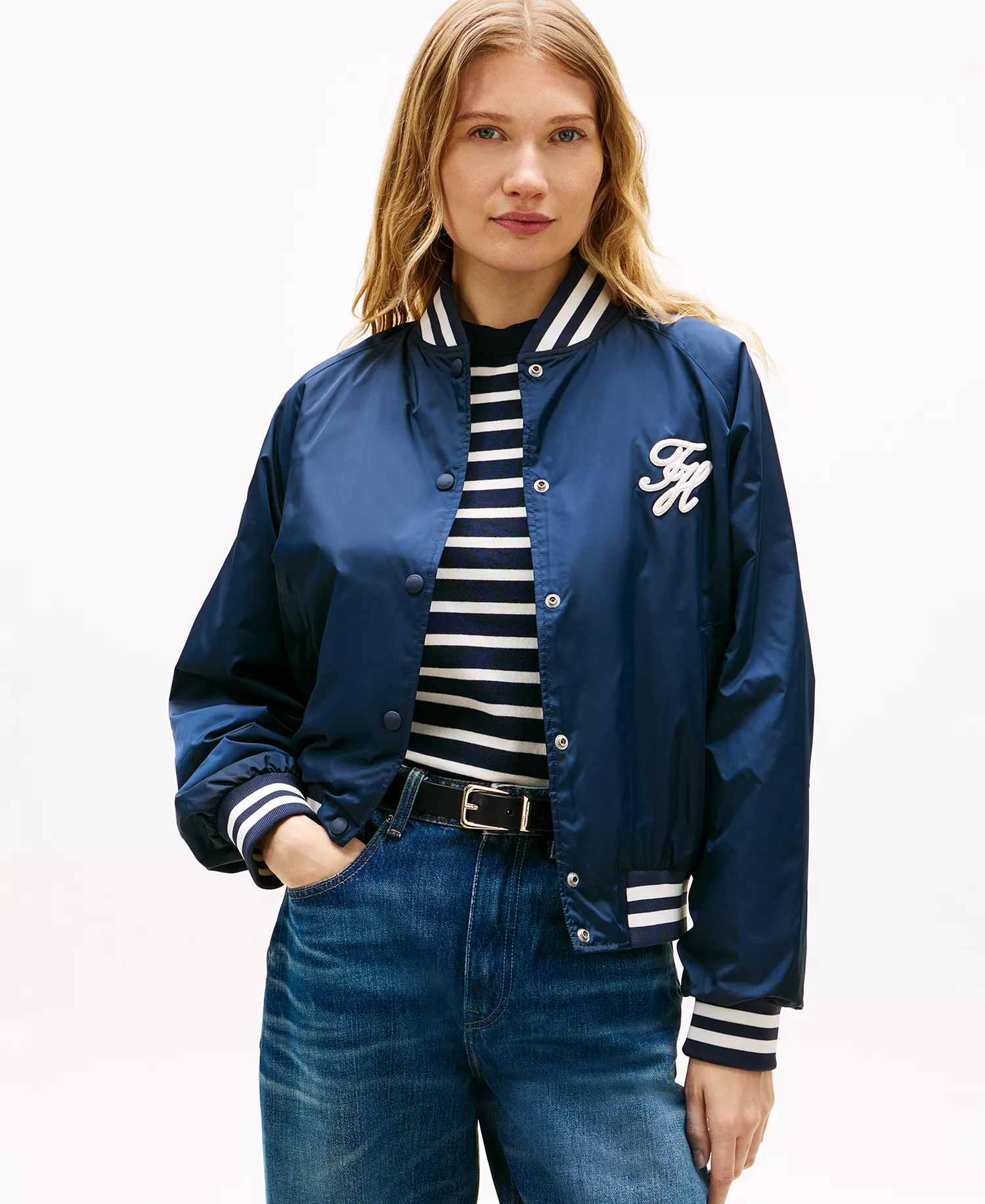 Women's Varsity Bomber Jacket - Dark Night - L