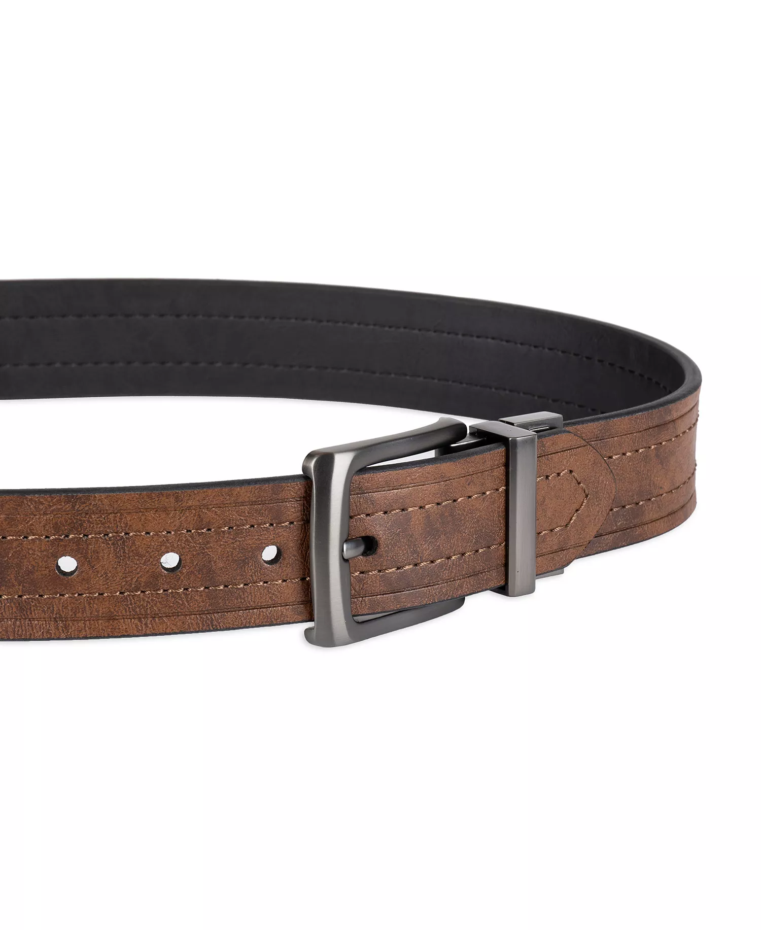 Men's Reversible Casual Embossed Strap Belt - Brown/Black - L (38-40)