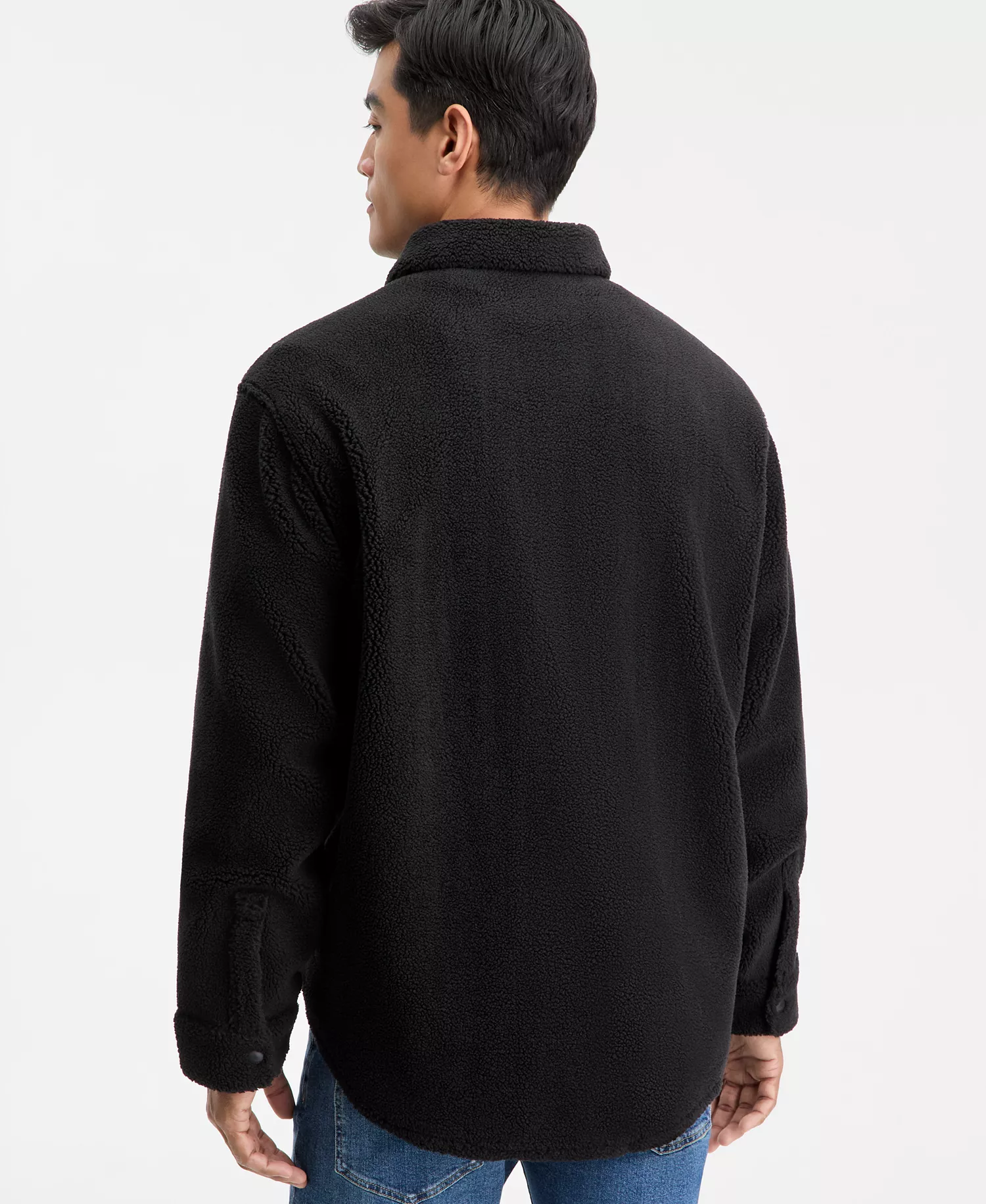 Men's Ebolt Solid-Color Fleece Shirt Jacket - Black - 2XL