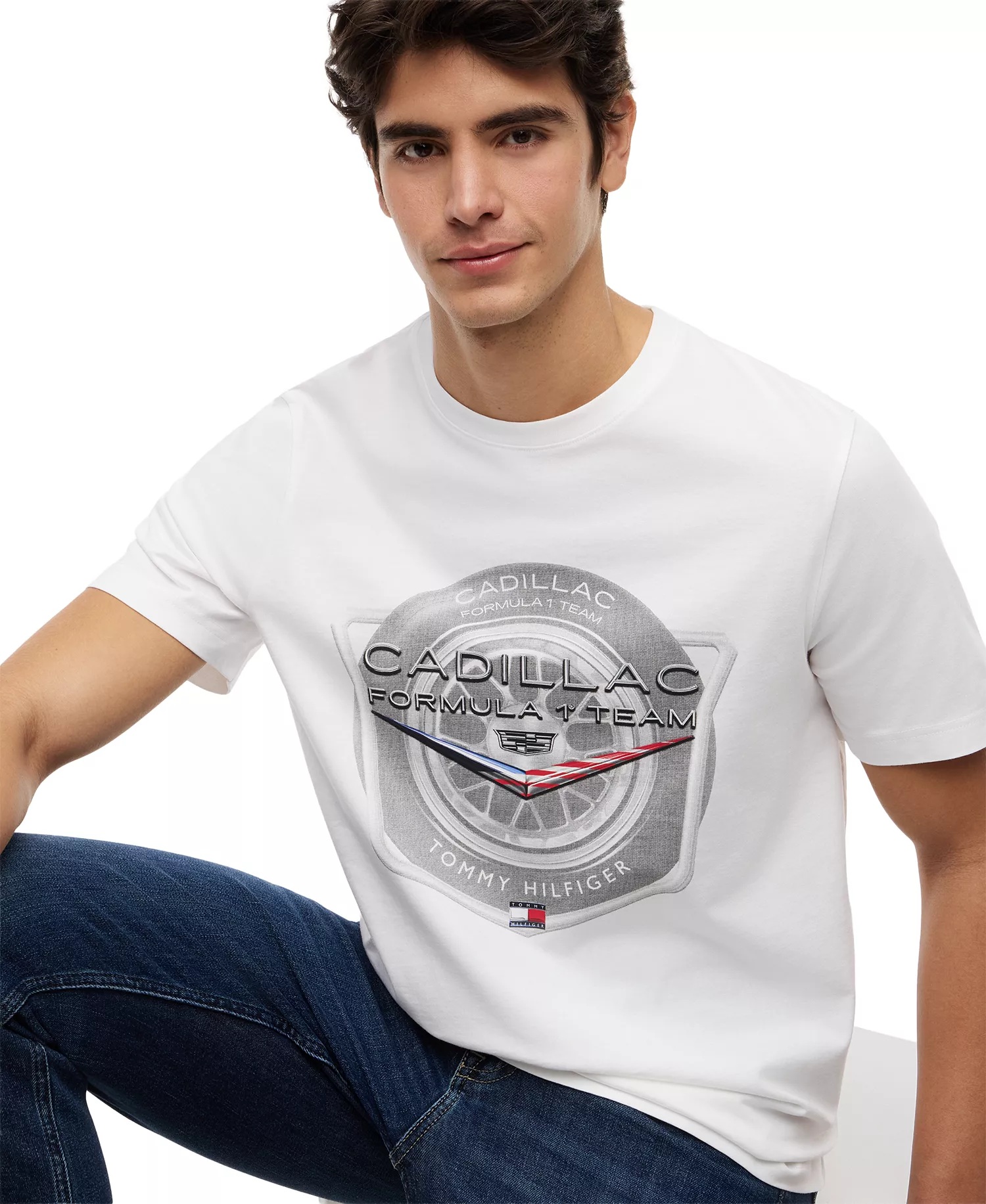 x Cadillac F1® Men's Tyre Graphic T-Shirt - White - L