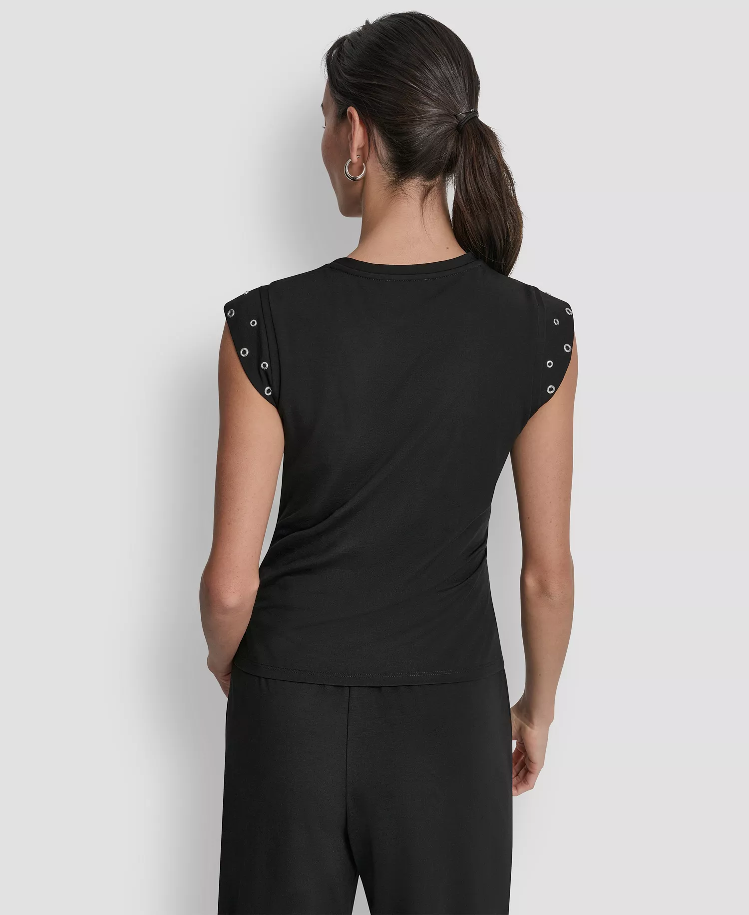 Women's Stud-Detail Sleeveless Top - Black - L