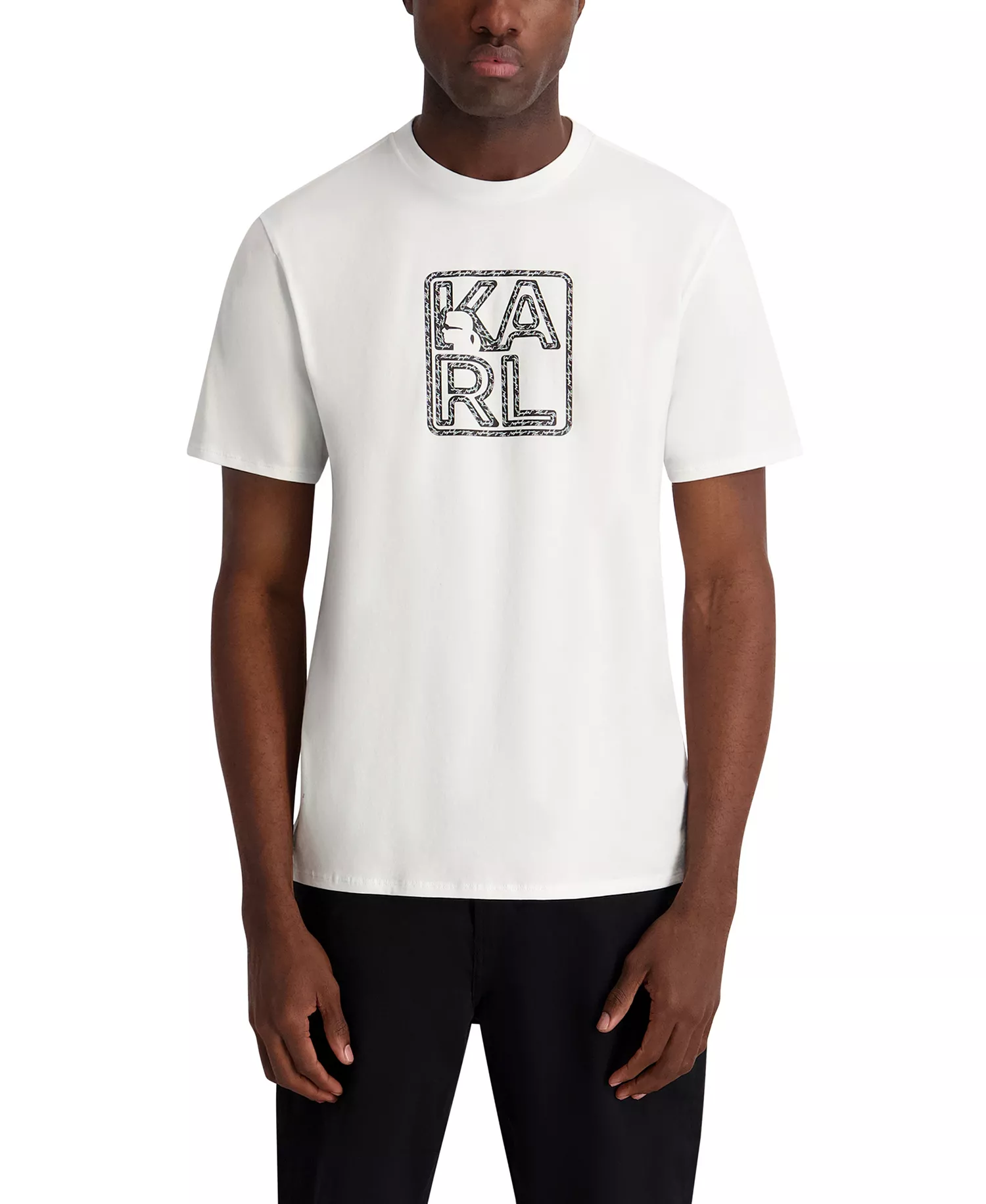 Men's Solid Logo Tape Crewneck T-Shirt - White - 2XL