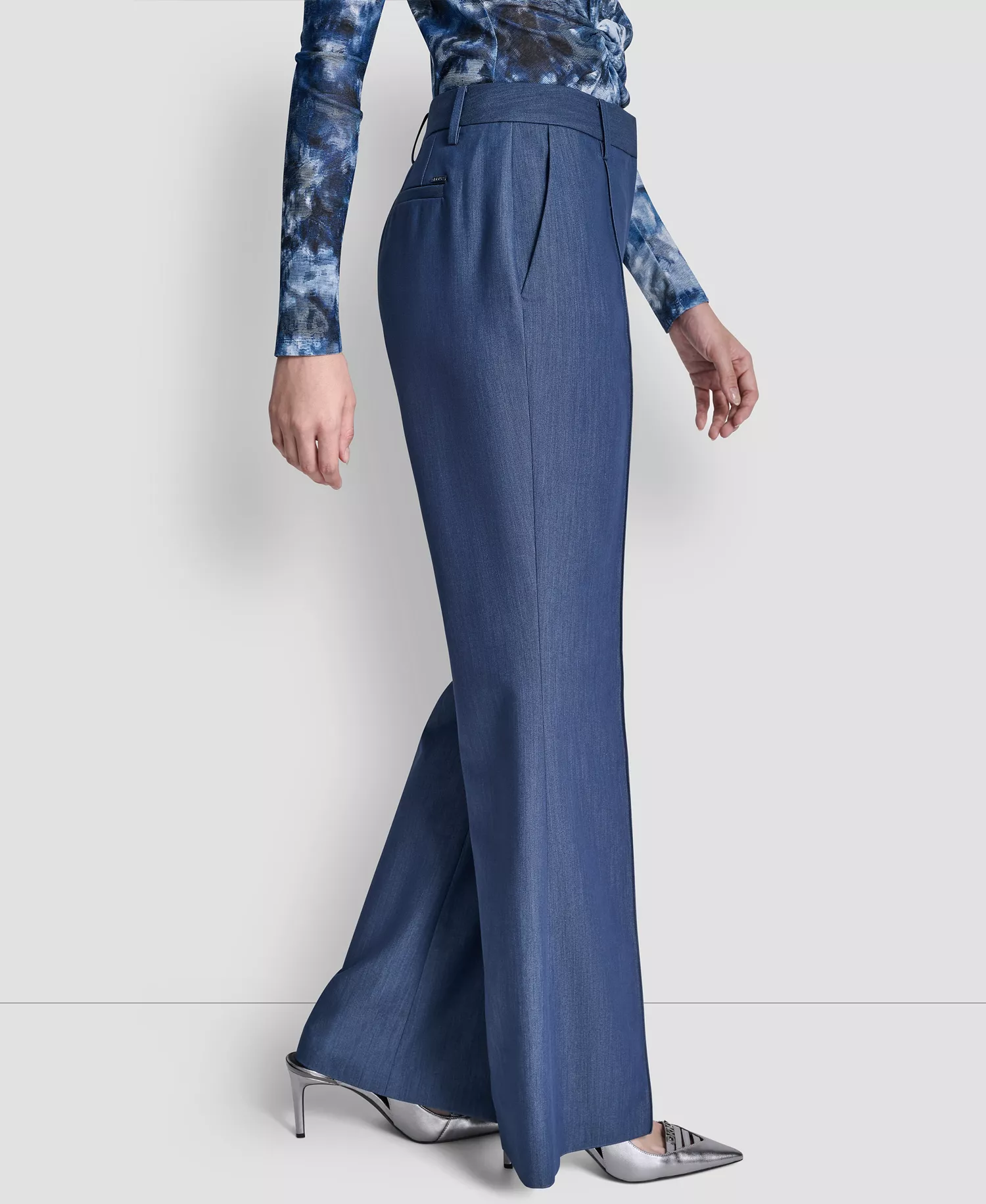 Women's Pintuck Fit and Flare Pants - Hudson Blue - 10